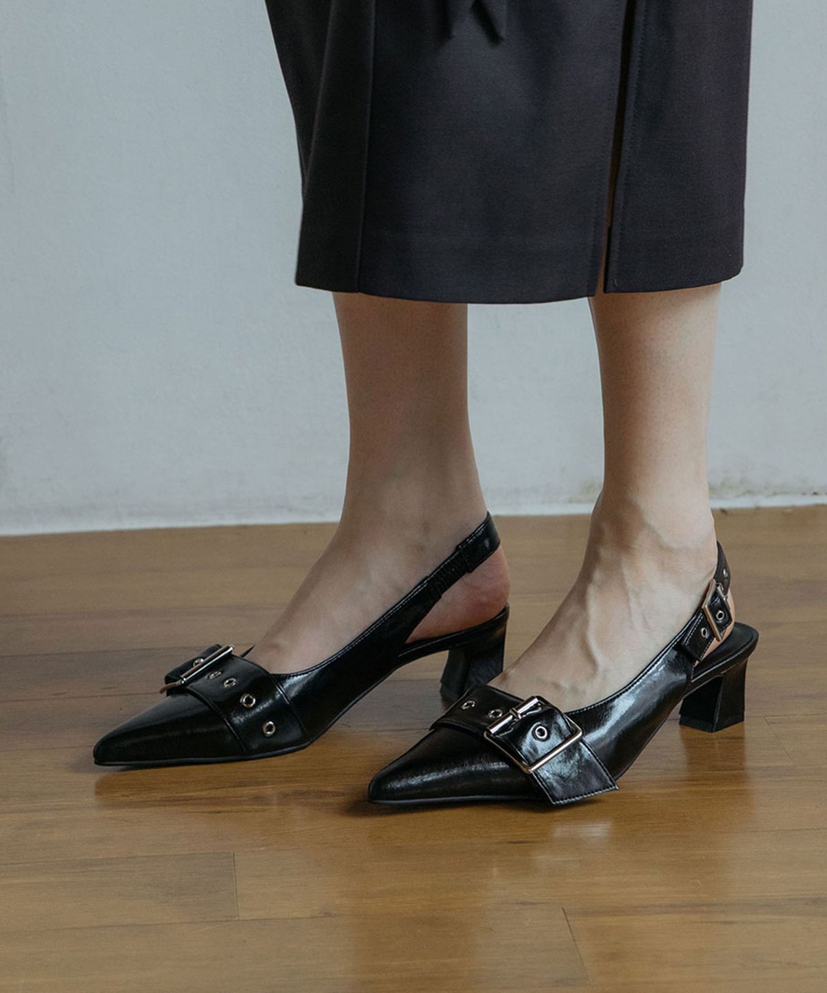 에펠클래식(EIFFELCLASSIC) DAPHNE Slingback_ black 다프네 슬링백 힐 4.5cm