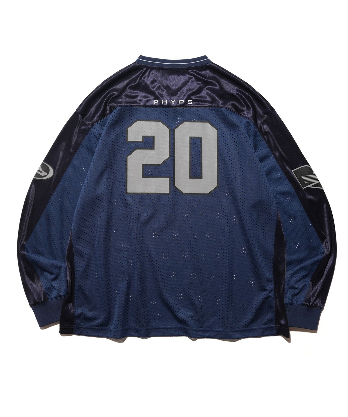 핍스 모터사이클(PHYPS MOTORCYCLE) Original Wing logo Mesh Long Sleeve Navy