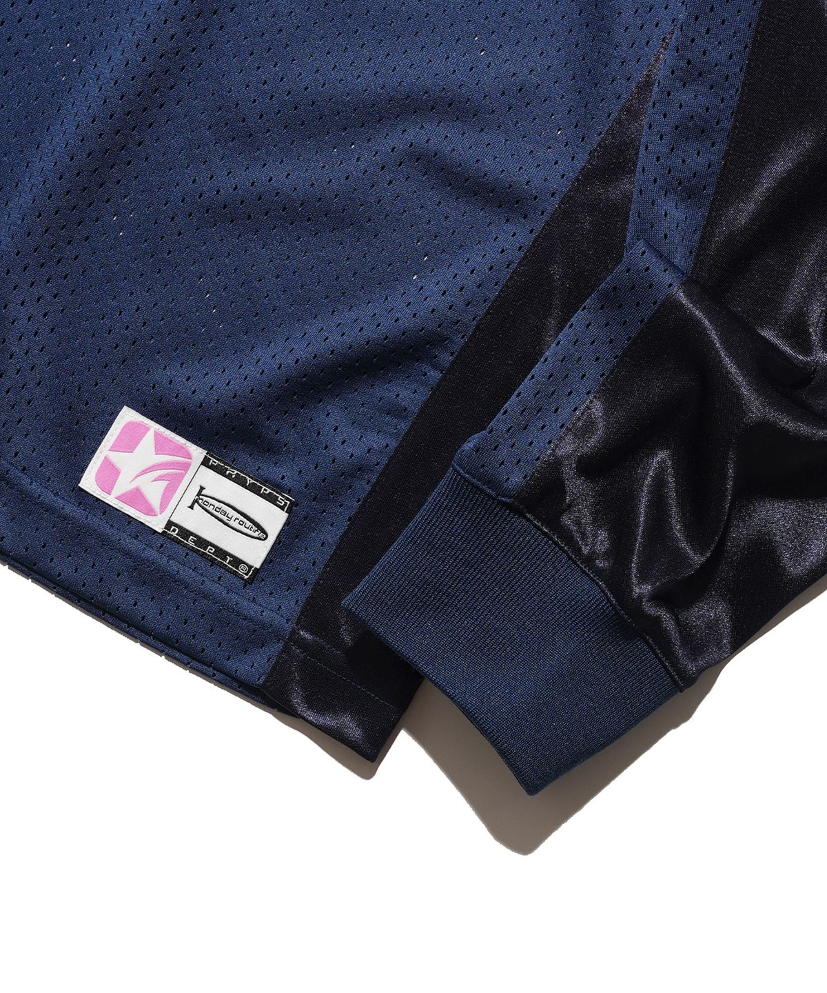 핍스 모터사이클(PHYPS MOTORCYCLE) Original Wing logo Mesh Long Sleeve Navy