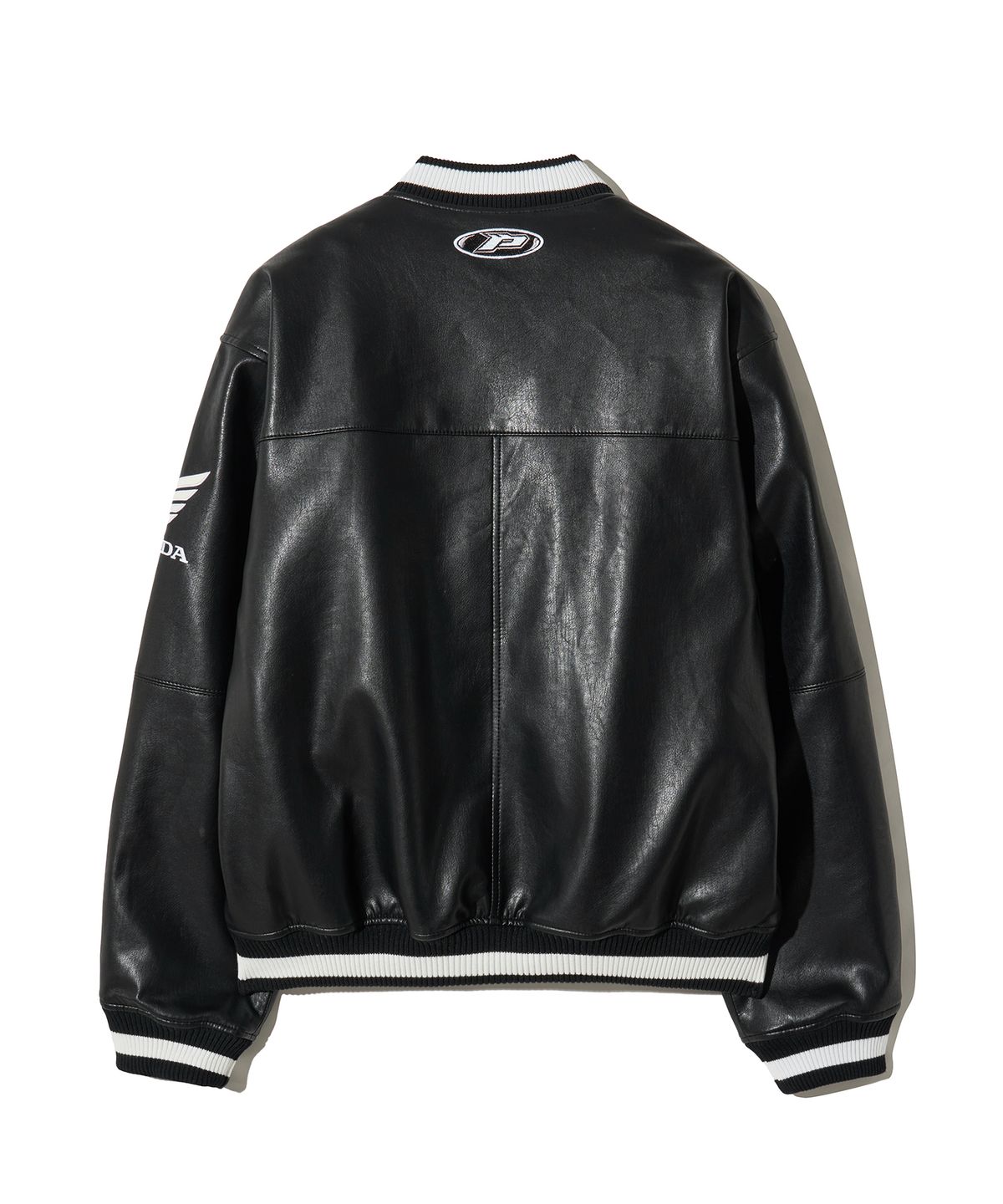 핍스 모터사이클(PHYPS MOTORCYCLE) Wappen Leather Varsity Jacket_Black