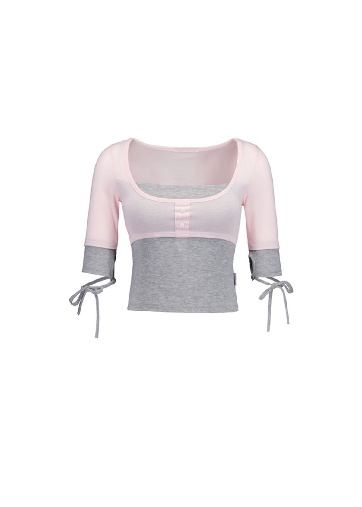 포어링(FORUSRING) Layered cake tee (pink-grey)
