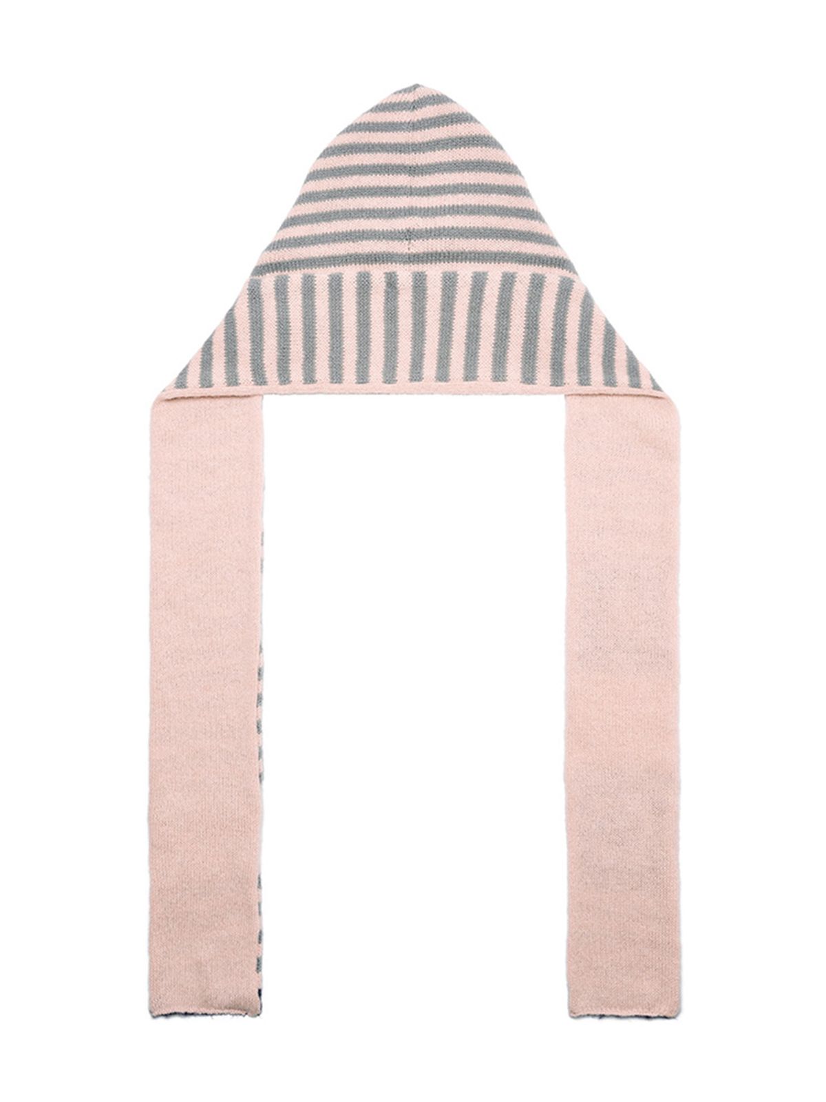 에즈이프 캘리(ASIF CALIE) CALIE HOODED LOGO STRIPE KNIT MUFFLER LIGHT GRAY