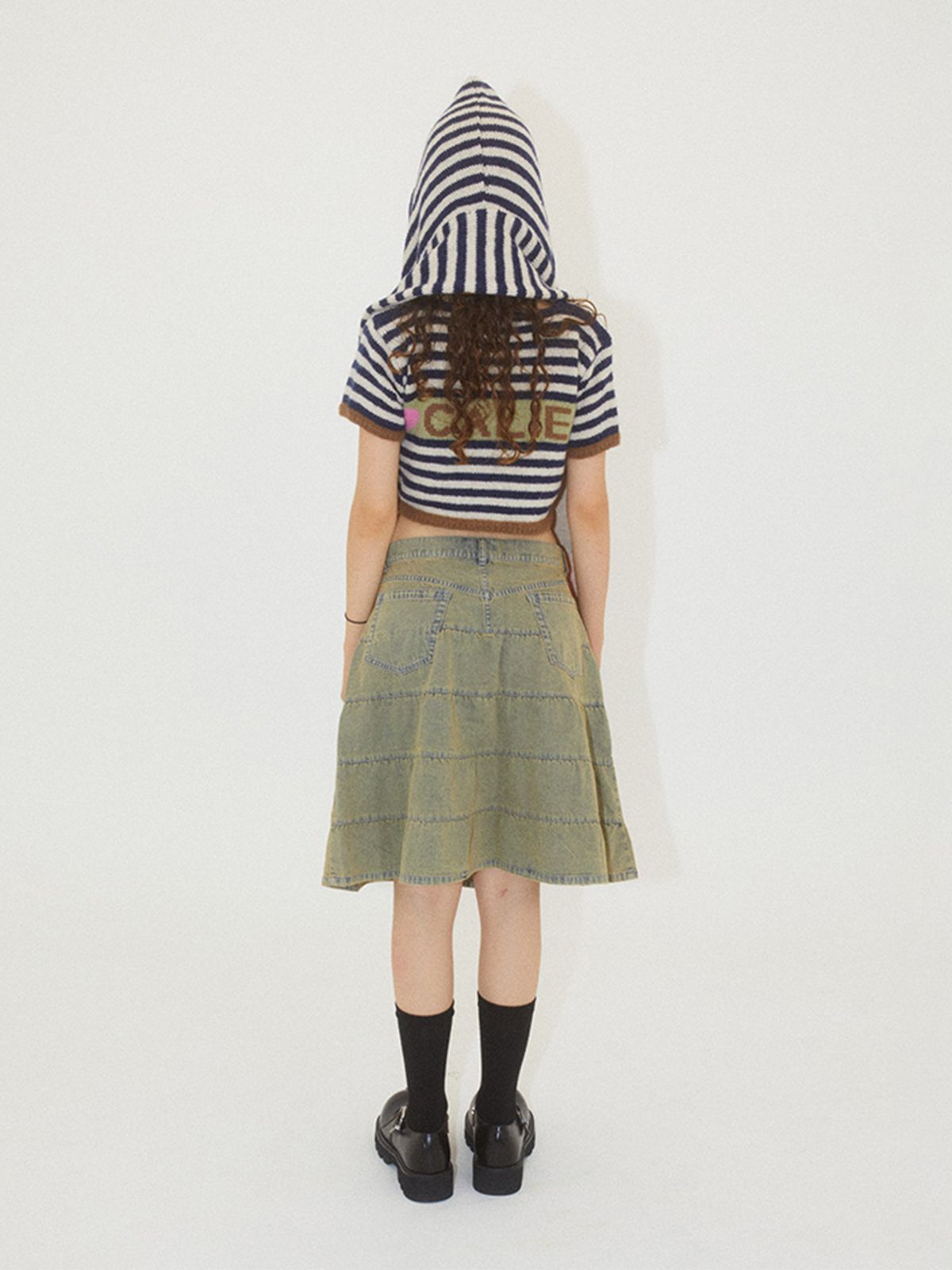 에즈이프 캘리(ASIF CALIE) CALIE HOODED LOGO STRIPE KNIT MUFFLER NAVY