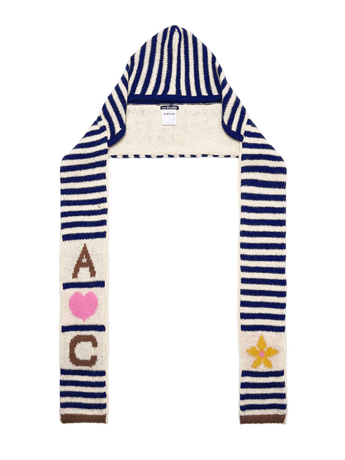 에즈이프 캘리(ASIF CALIE) CALIE HOODED LOGO STRIPE KNIT MUFFLER NAVY