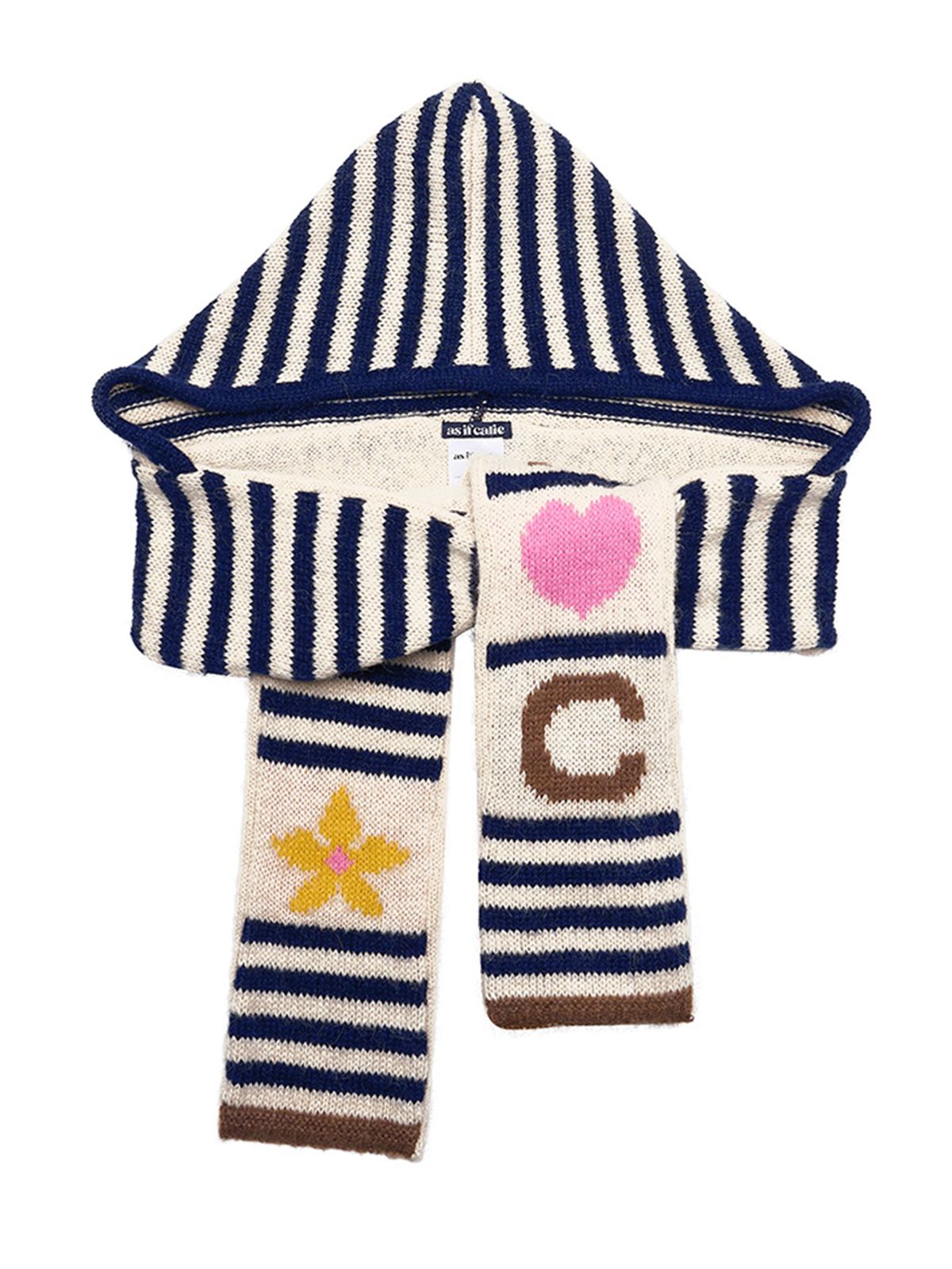 에즈이프 캘리(ASIF CALIE) CALIE HOODED LOGO STRIPE KNIT MUFFLER NAVY