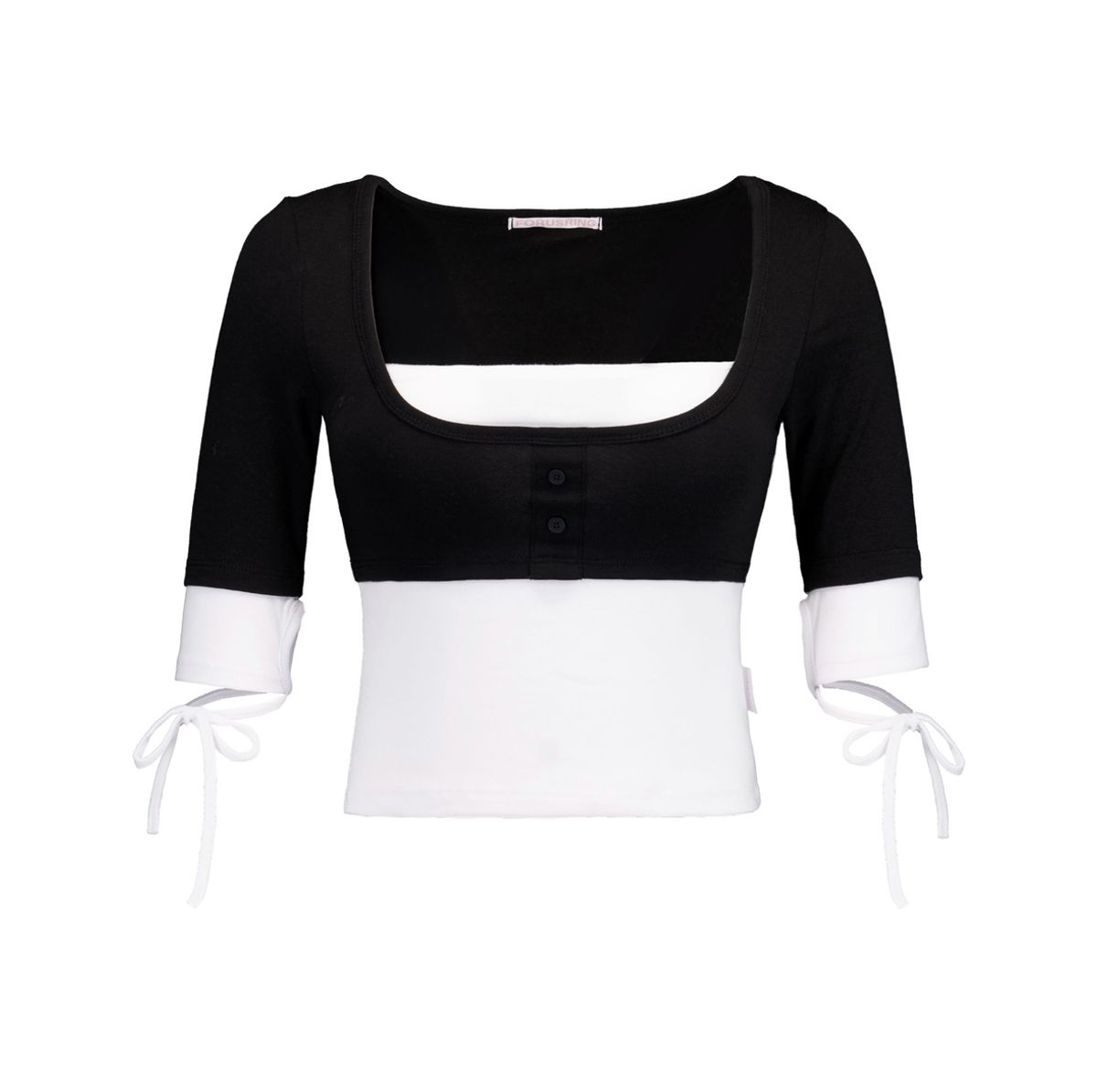 포어링(FORUSRING) Layered cake tee (white-black)