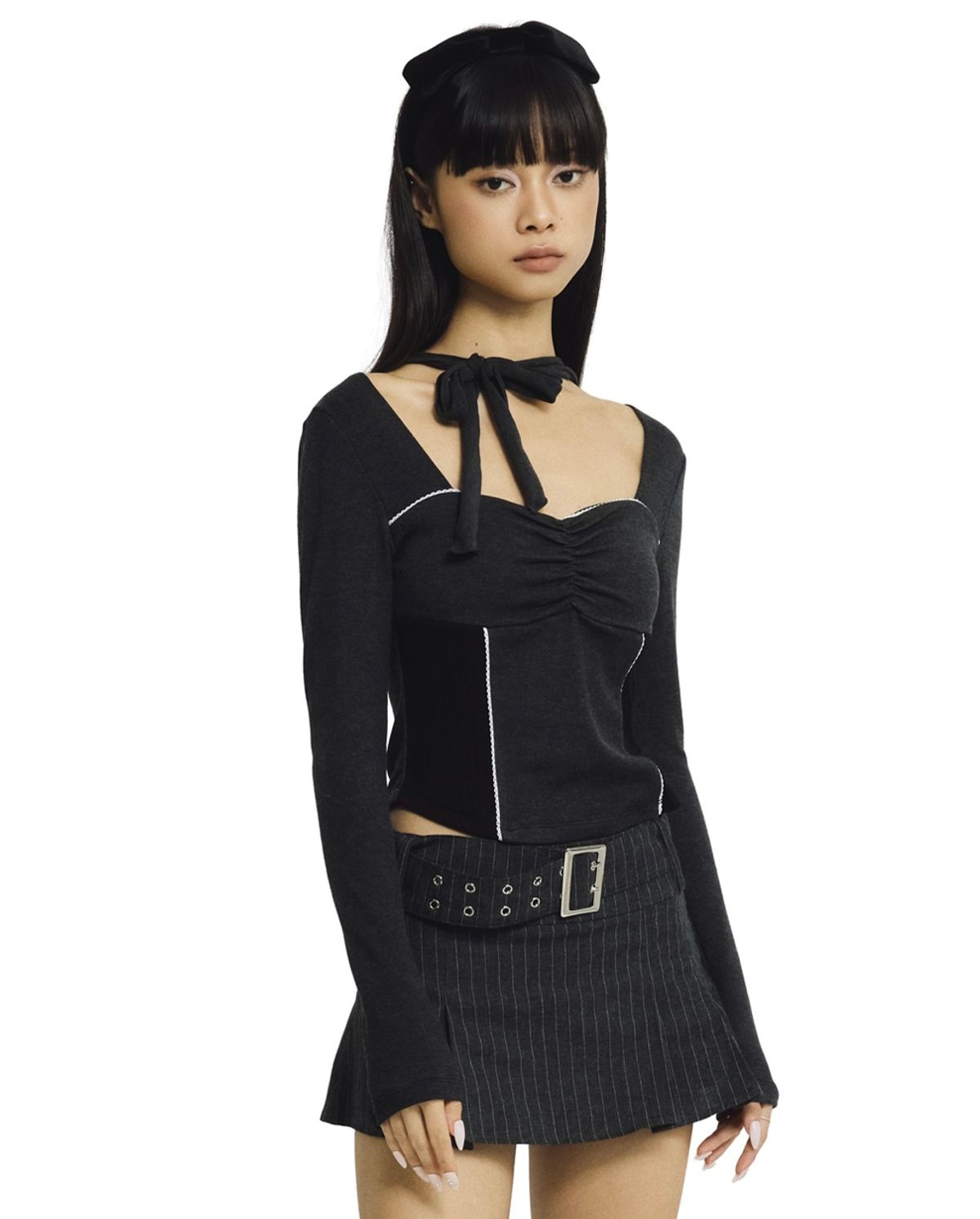 포어링(FORUSRING) Valentine tie-top (charcoal)