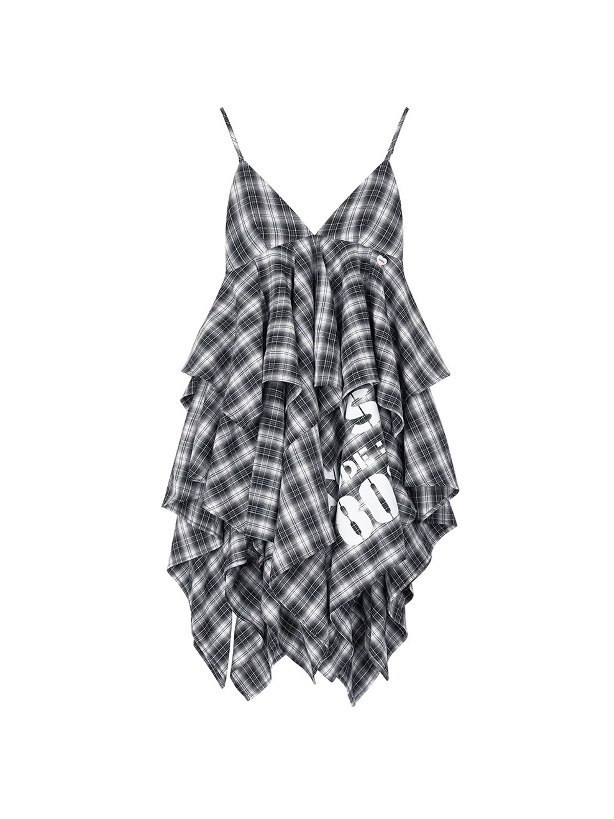 에즈이프 캘리(ASIF CALIE) GYPSY CHECK UNBALANCE DRESS BLACK