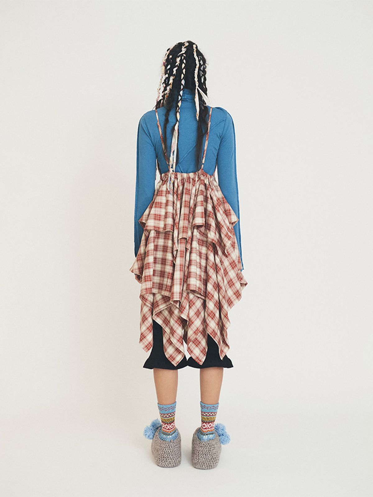에즈이프 캘리(ASIF CALIE) GYPSY CHECK UNBALANCE DRESS RED