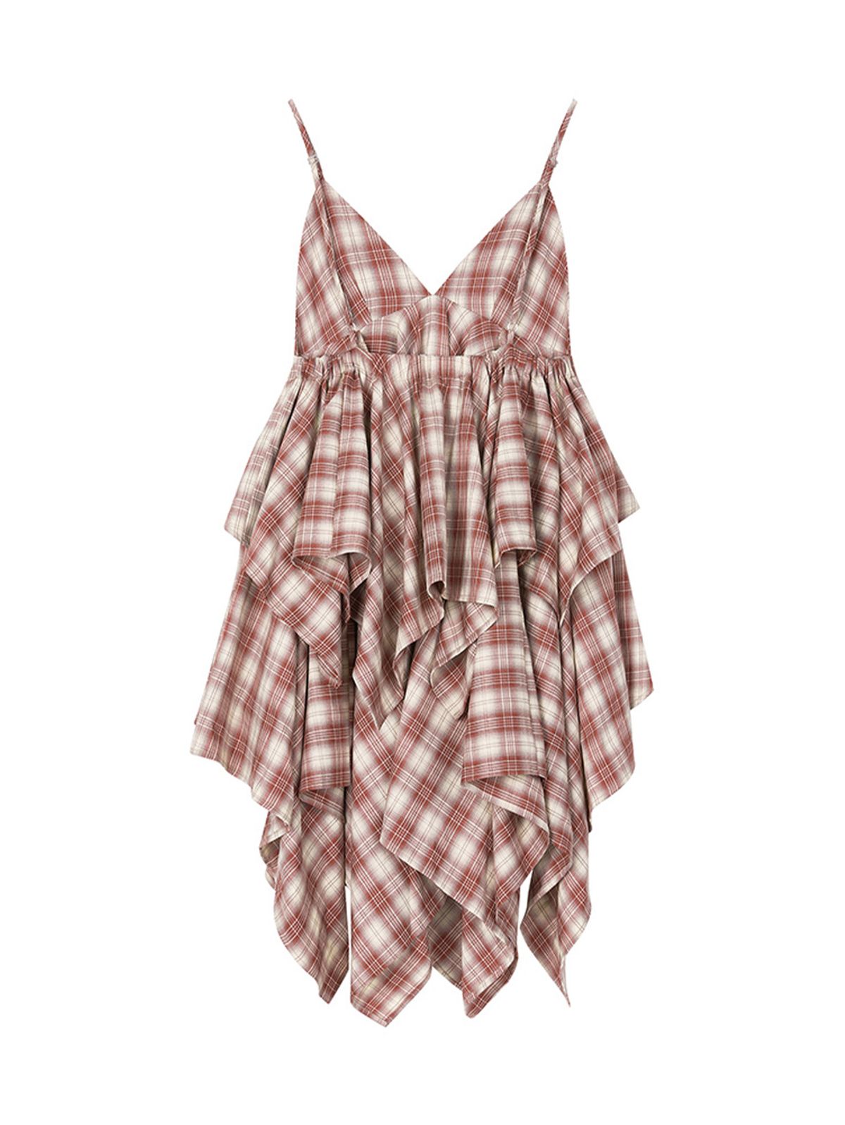 에즈이프 캘리(ASIF CALIE) GYPSY CHECK UNBALANCE DRESS RED