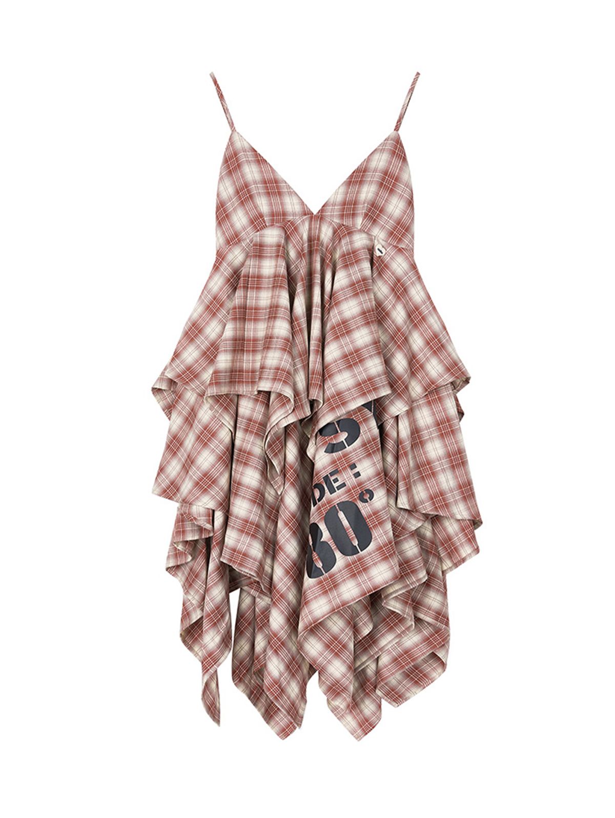 에즈이프 캘리(ASIF CALIE) GYPSY CHECK UNBALANCE DRESS RED