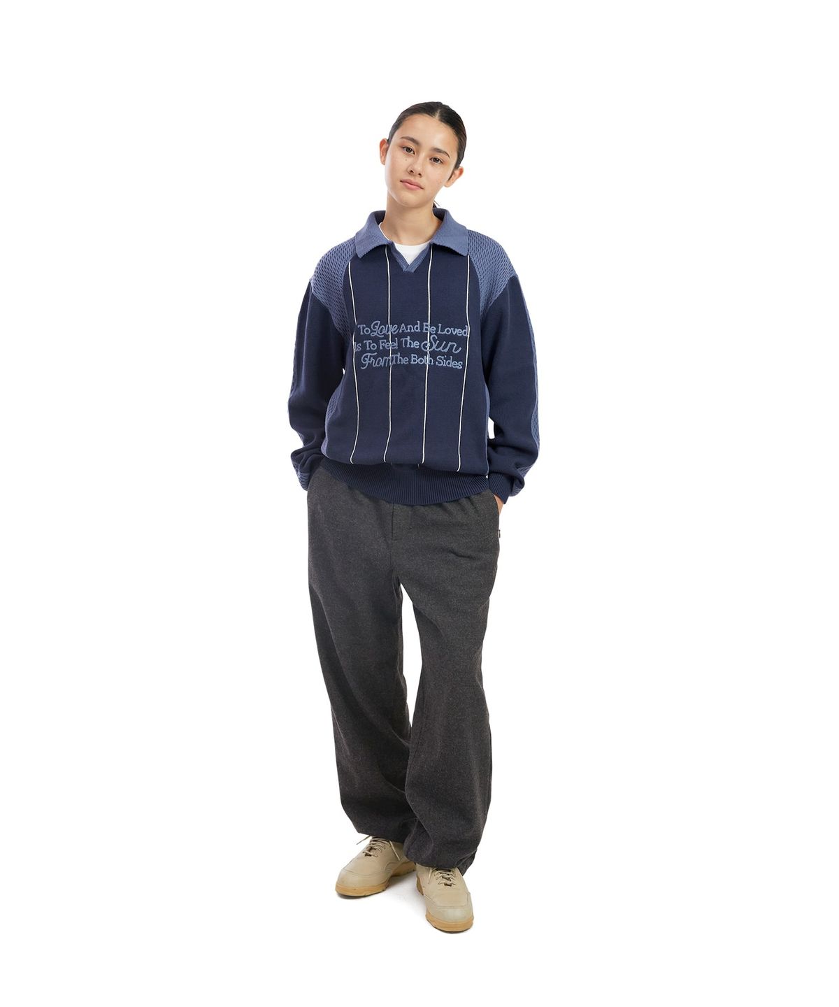 썬러브투어(SUNLOVETOUR) Script Knit Jersey Navy
