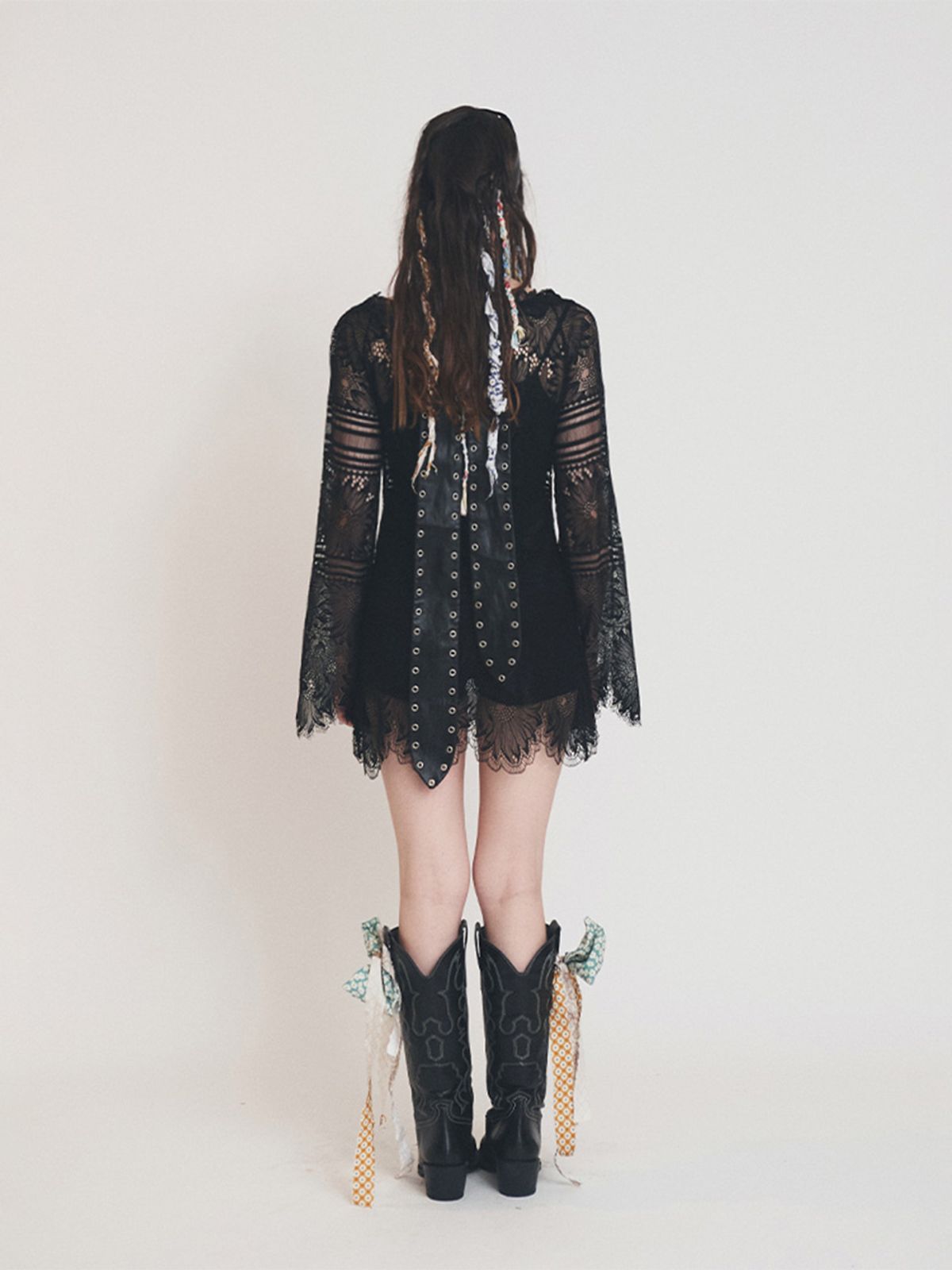 에즈이프 캘리(ASIF CALIE) LACE SHEER DRESS BLACK