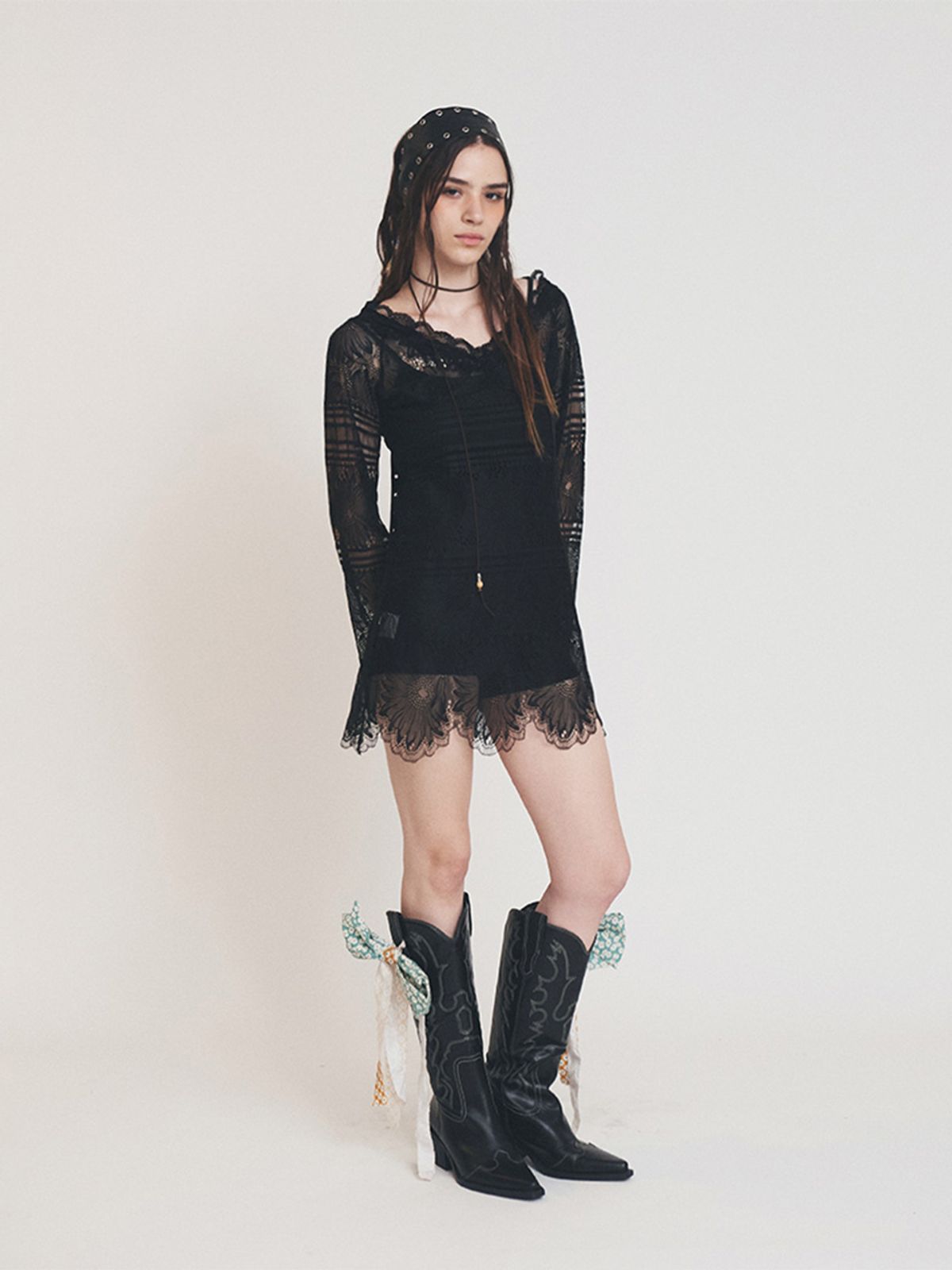 에즈이프 캘리(ASIF CALIE) LACE SHEER DRESS BLACK