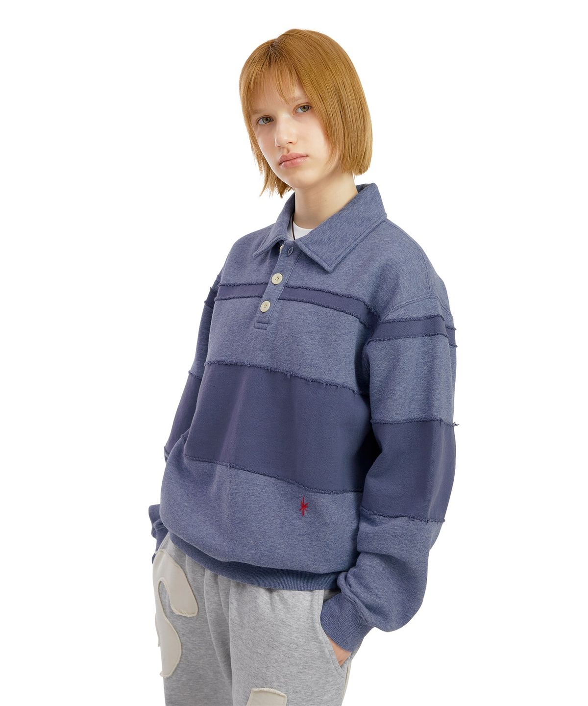 썬러브투어(SUNLOVETOUR) Layered Sweat Polo Heather Navy