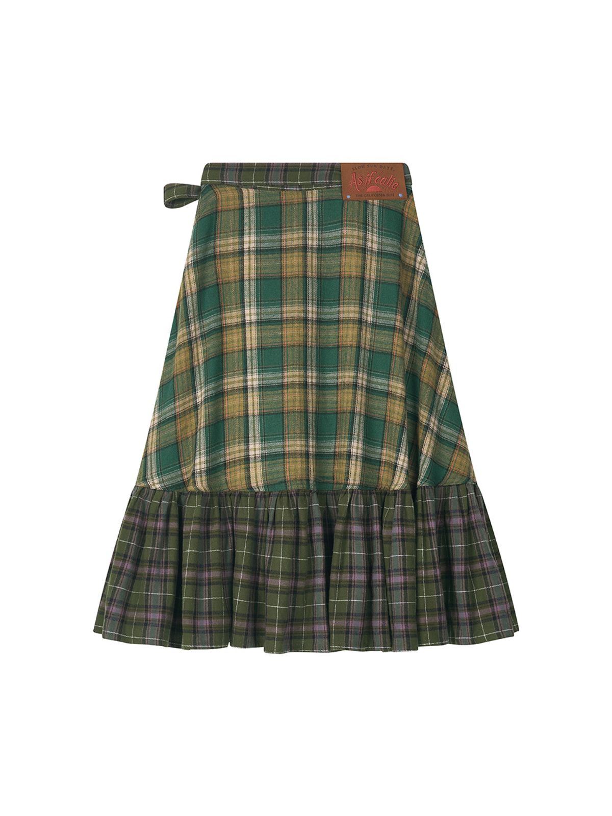 에즈이프 캘리(ASIF CALIE) MIX CHECK WRAP SKIRT KHAKI