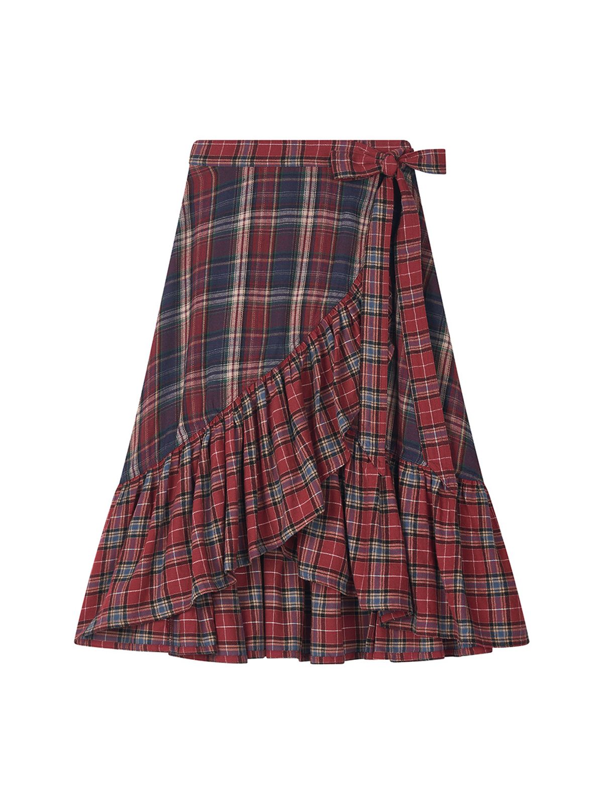에즈이프 캘리(ASIF CALIE) MIX CHECK WRAP SKIRT RED