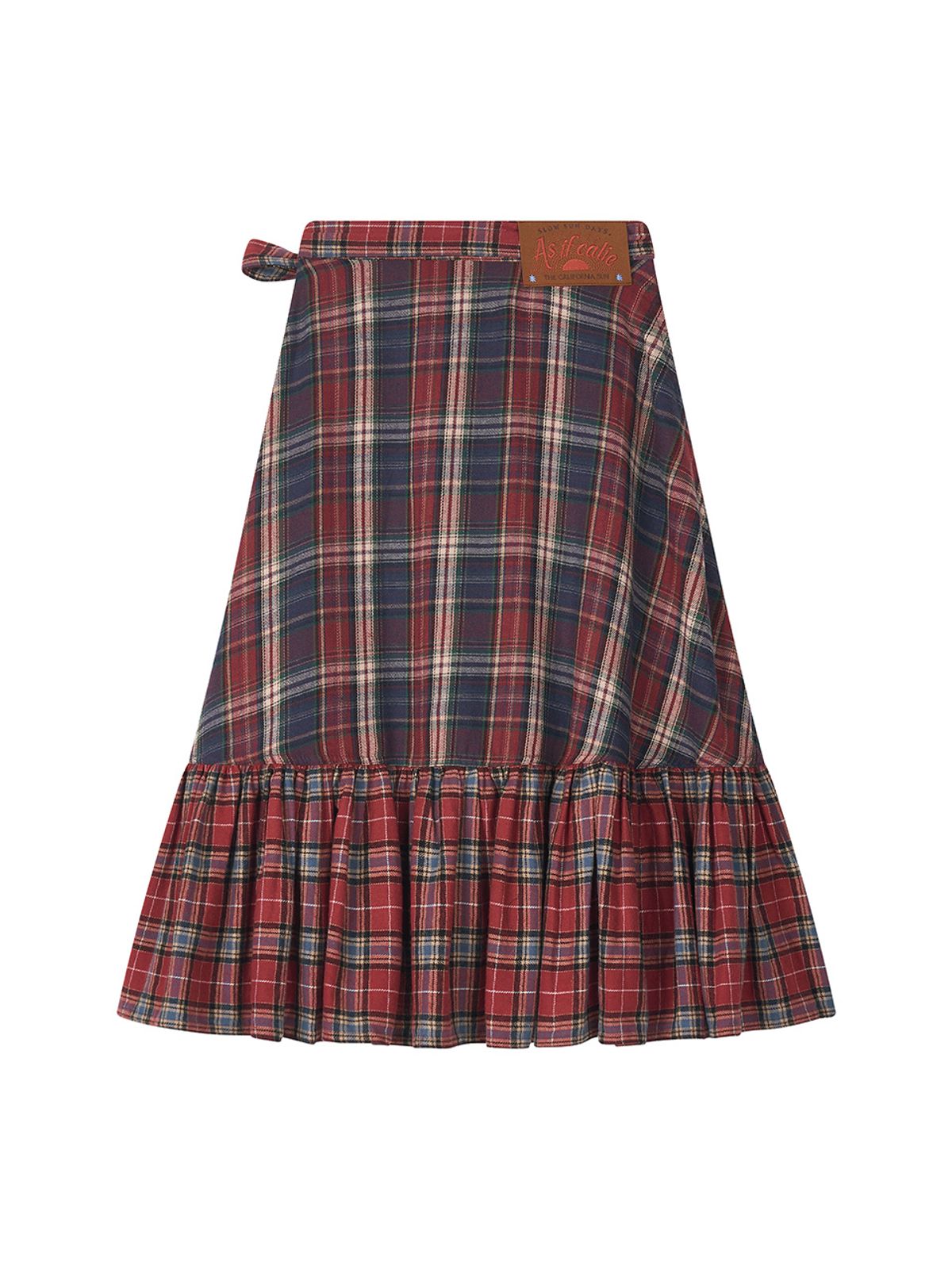 에즈이프 캘리(ASIF CALIE) MIX CHECK WRAP SKIRT RED