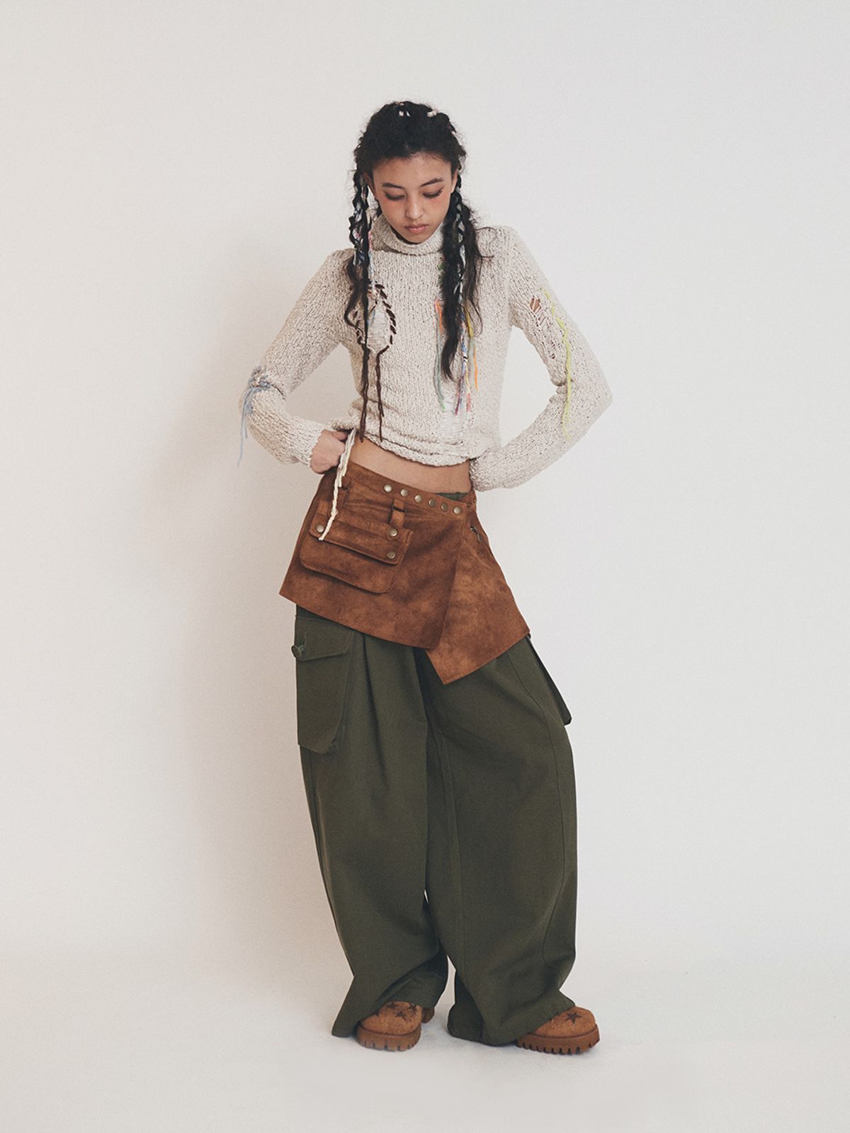 에즈이프 캘리(ASIF CALIE) POCKET BAG WRAP SKIRT CAMEL