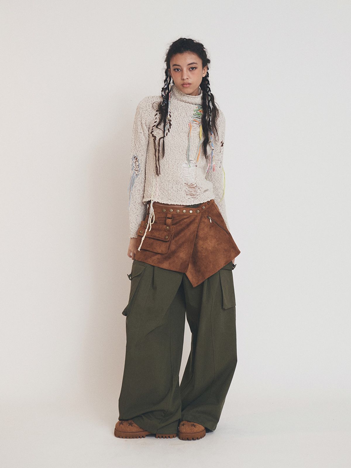 에즈이프 캘리(ASIF CALIE) POCKET BAG WRAP SKIRT CAMEL