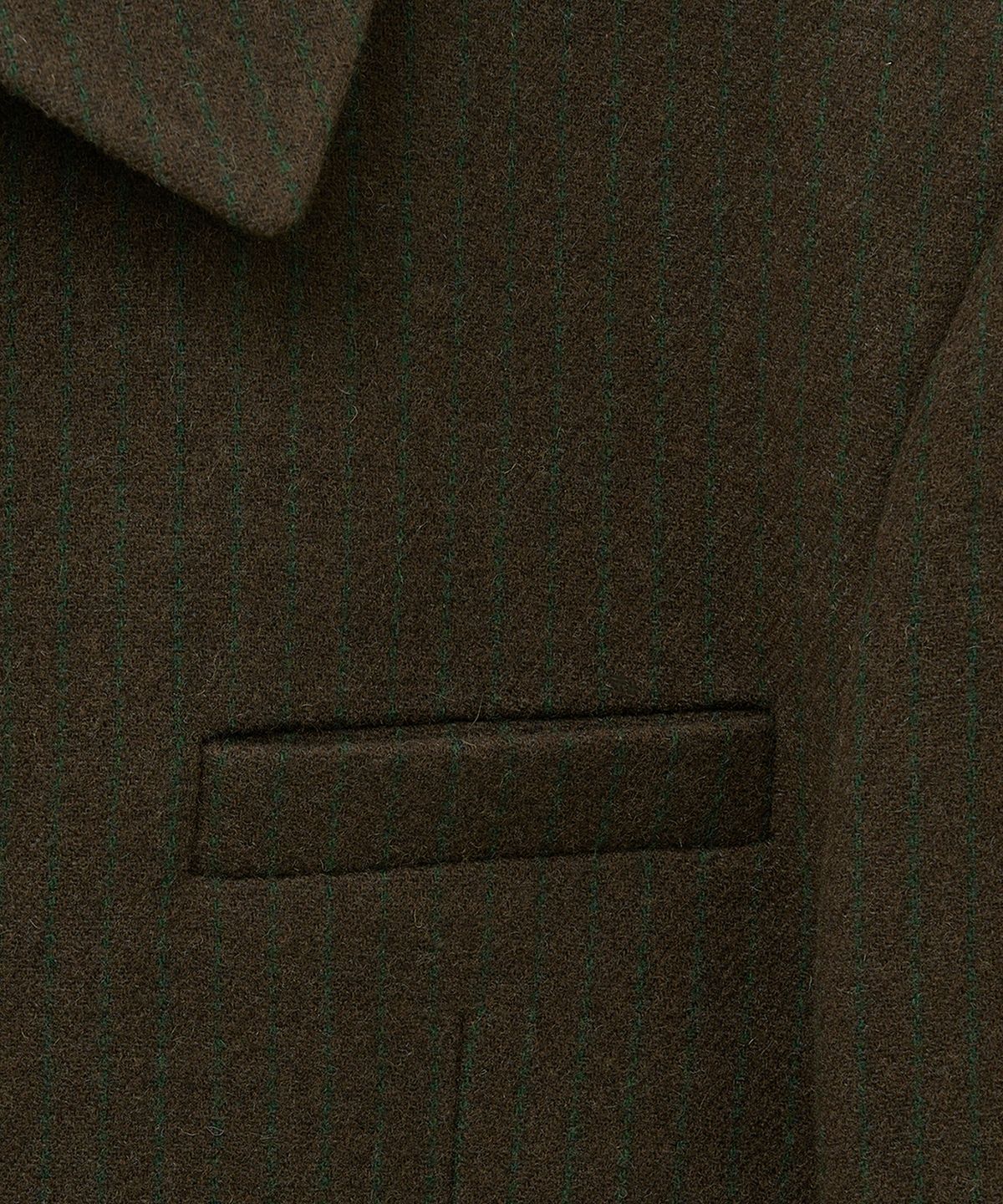 노이어(NOIRER) 헤비 울 스트라이프 크롭 자켓 (브라운스트라이프)