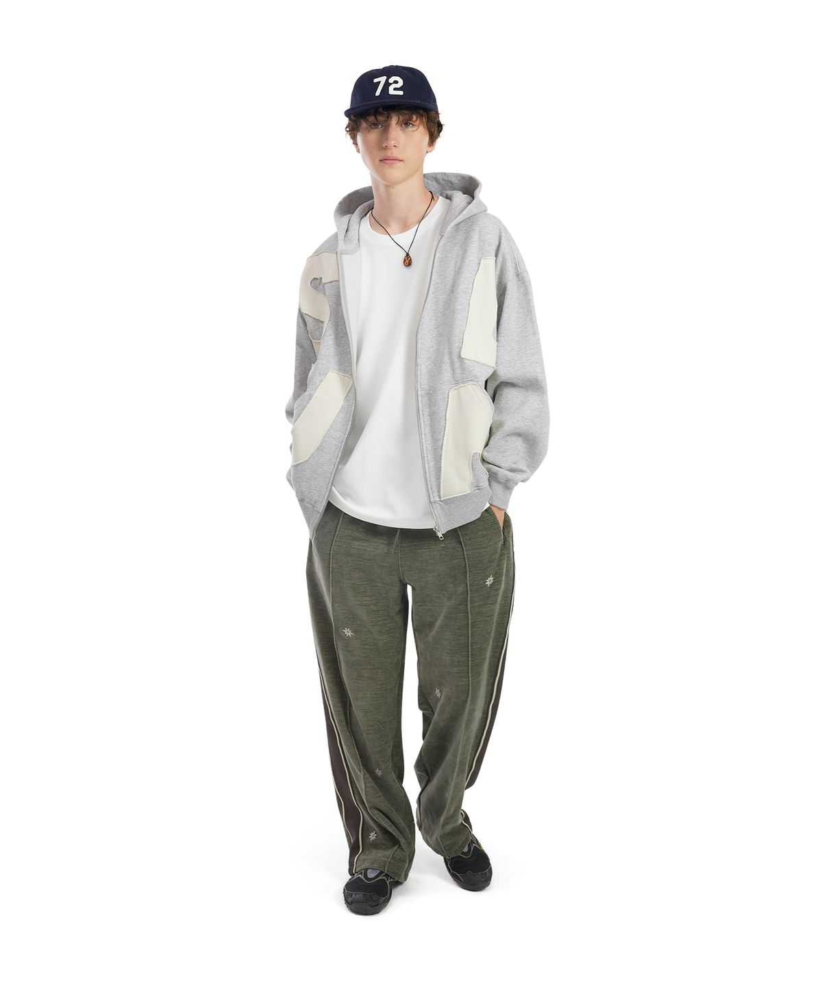 썬러브투어(SUNLOVETOUR) Velour Twinkle Track Pants Khaki