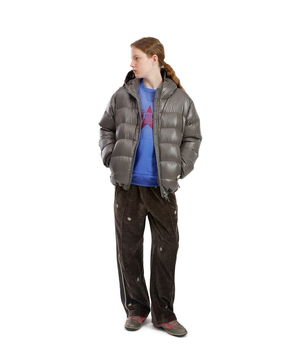 썬러브투어(SUNLOVETOUR) Velour Twinkle Track Pants Brown