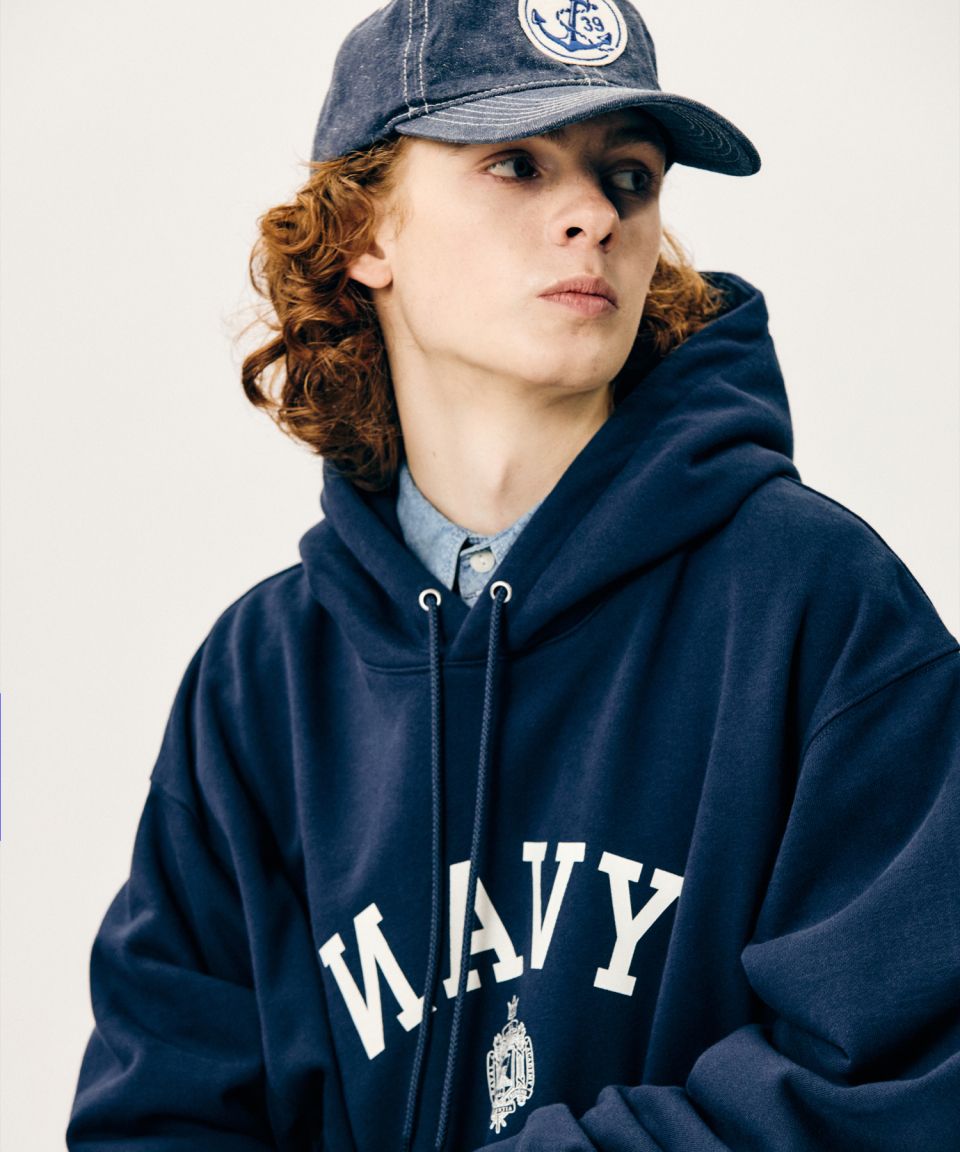 MUSINSA公式 | ESPIONAGE NAVAL Academy Heavyweight Hoodie Navy