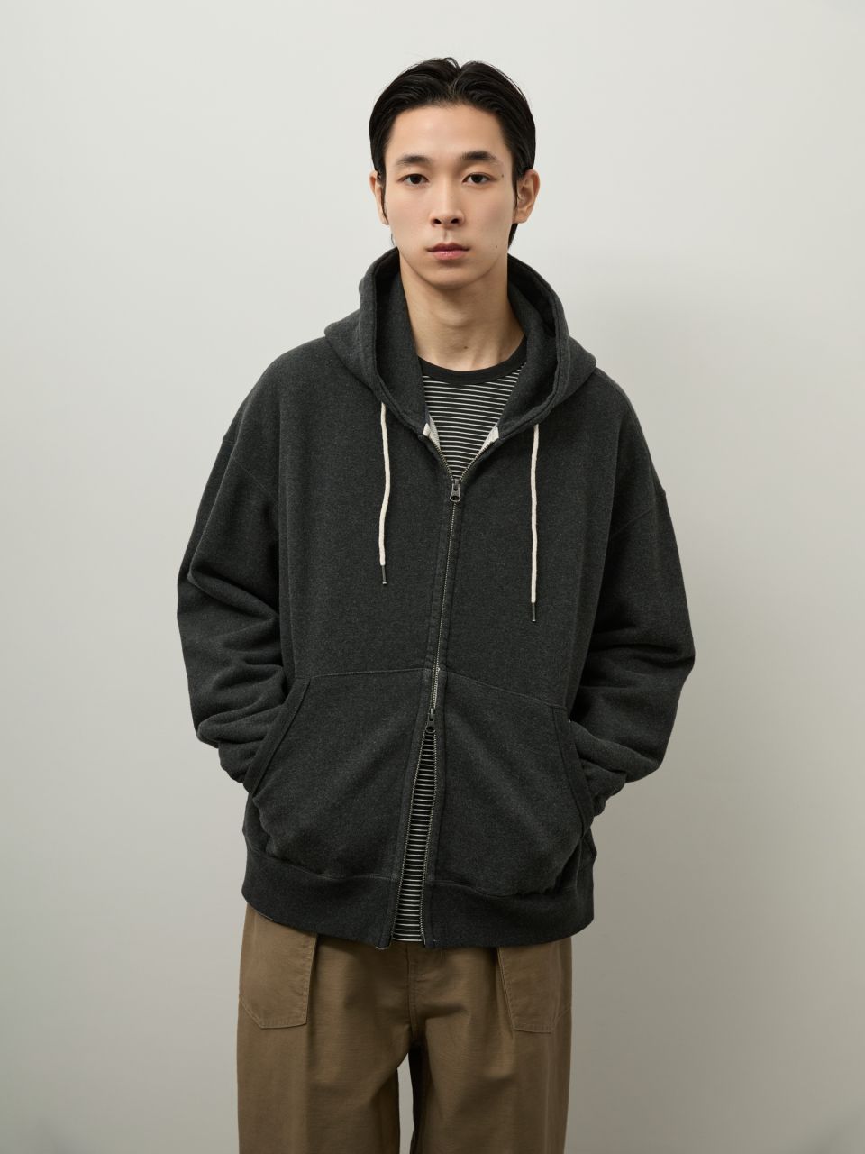 MUSINSA | ROUGH SIDE Oversized Zip Up Hoodie Graphite