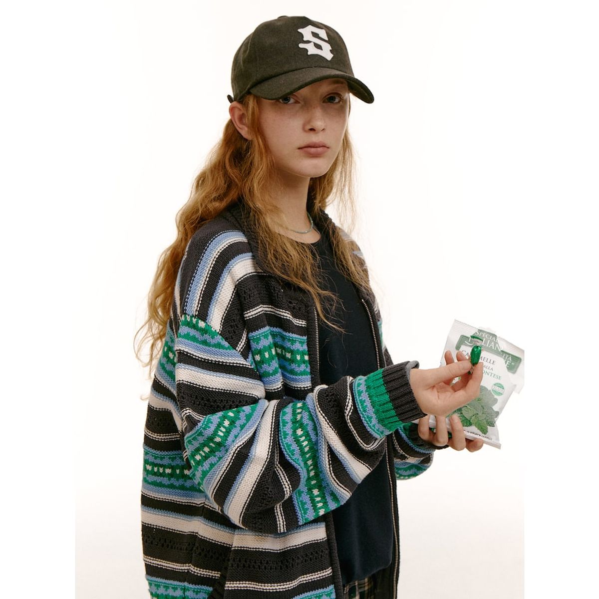 샌드 사운드(SAND SOUND) (UNISEX) 울혼방 뉴핏 아플리케 볼캡  카키