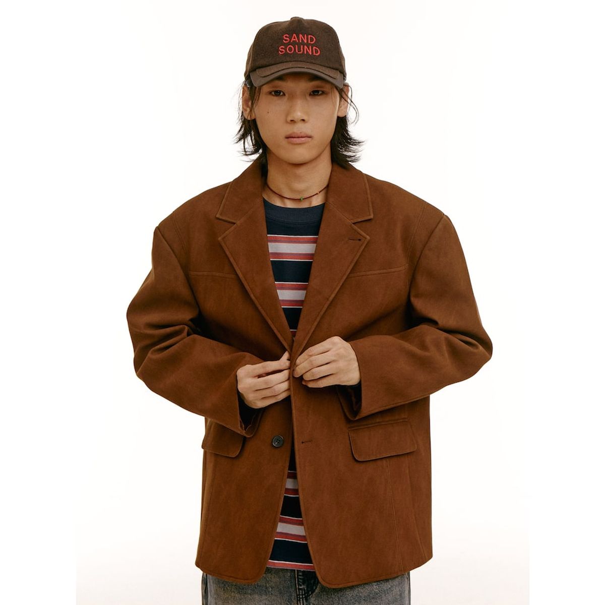 샌드 사운드(SAND SOUND) (UNISEX) 울혼방 뉴핏 로고 자수 볼캡  브라운