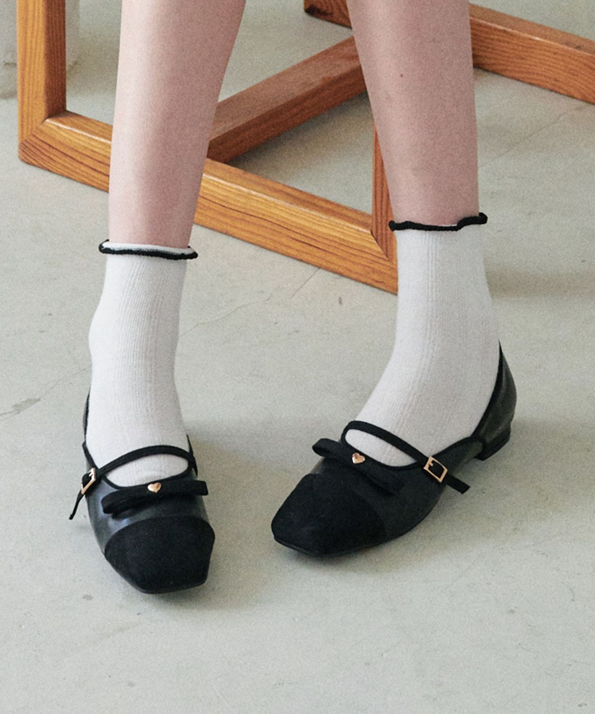 프리플라(FRI FLA) ljh7123 Heart Ribbon Mary Jane Flats