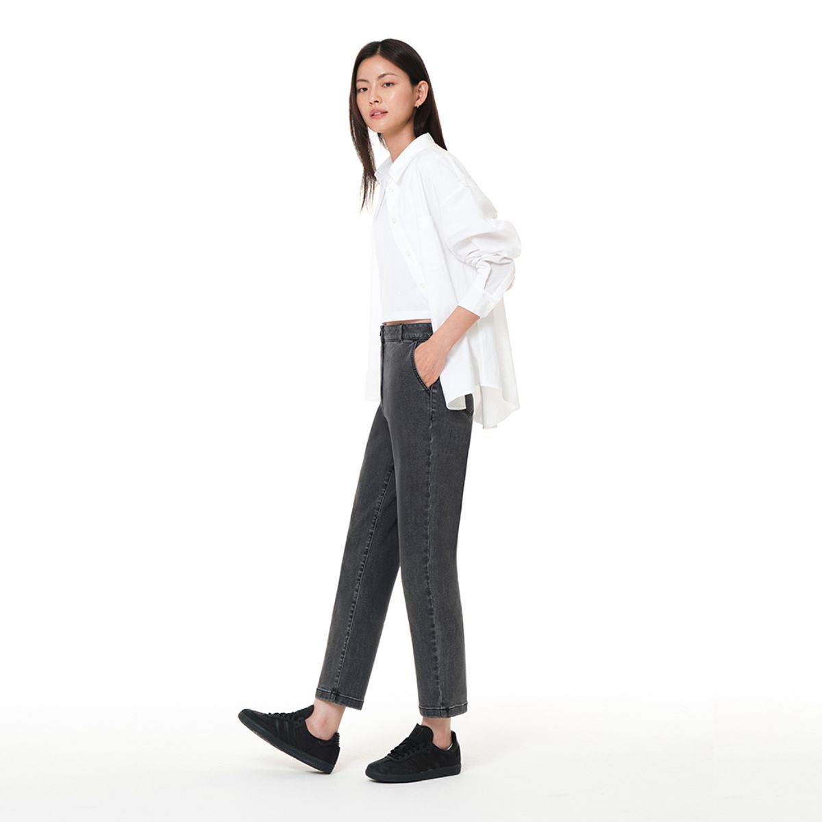 안다르(ANDAR) 에어데님 배기핏 그레이진