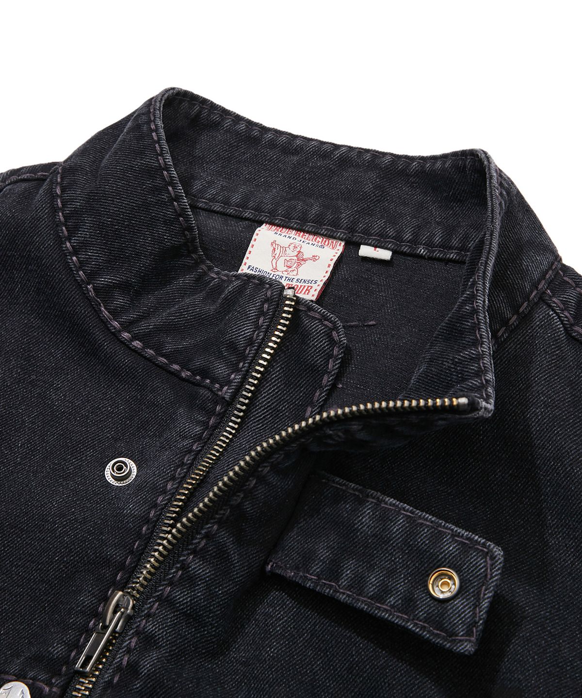 노매뉴얼(NOMANUAL) NO RELIGION DENIM RIDER JACKET - W.BLACK