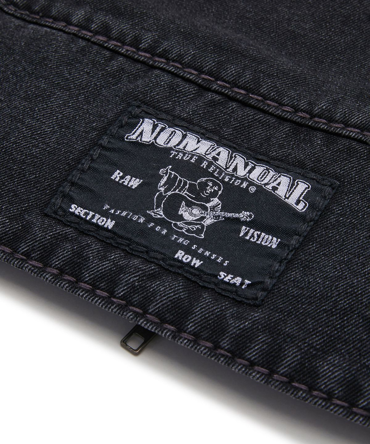 노매뉴얼(NOMANUAL) NO RELIGION DENIM RIDER JACKET - W.BLACK
