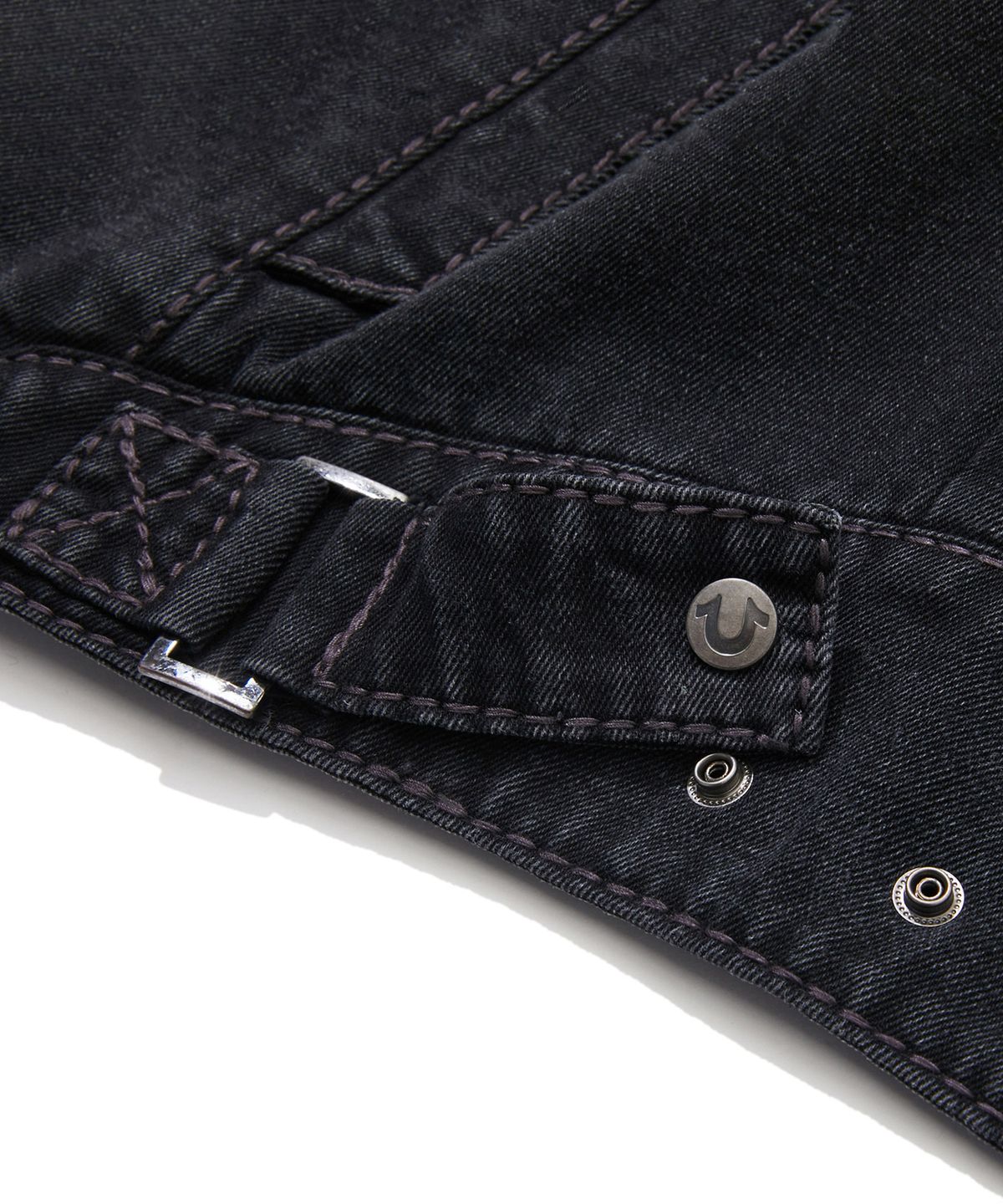 노매뉴얼(NOMANUAL) NO RELIGION DENIM RIDER JACKET - W.BLACK