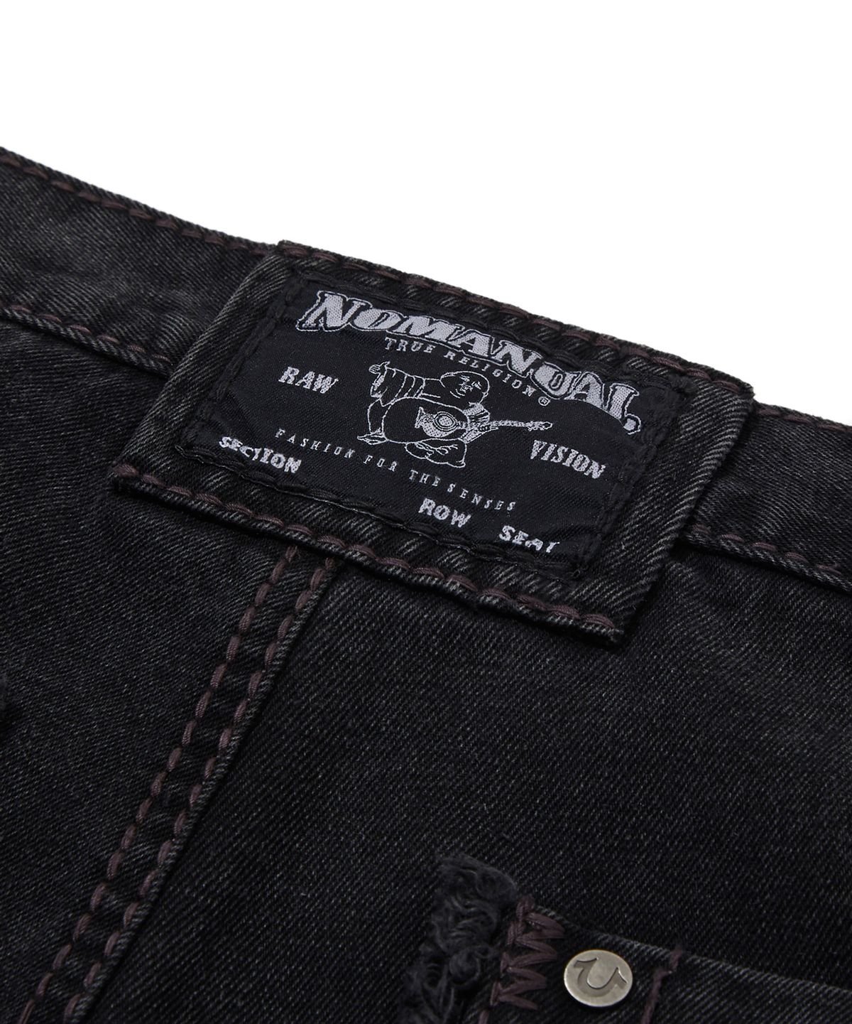 노매뉴얼(NOMANUAL) NO RELIGION DENIM RIDER PANTS - W.BLACK
