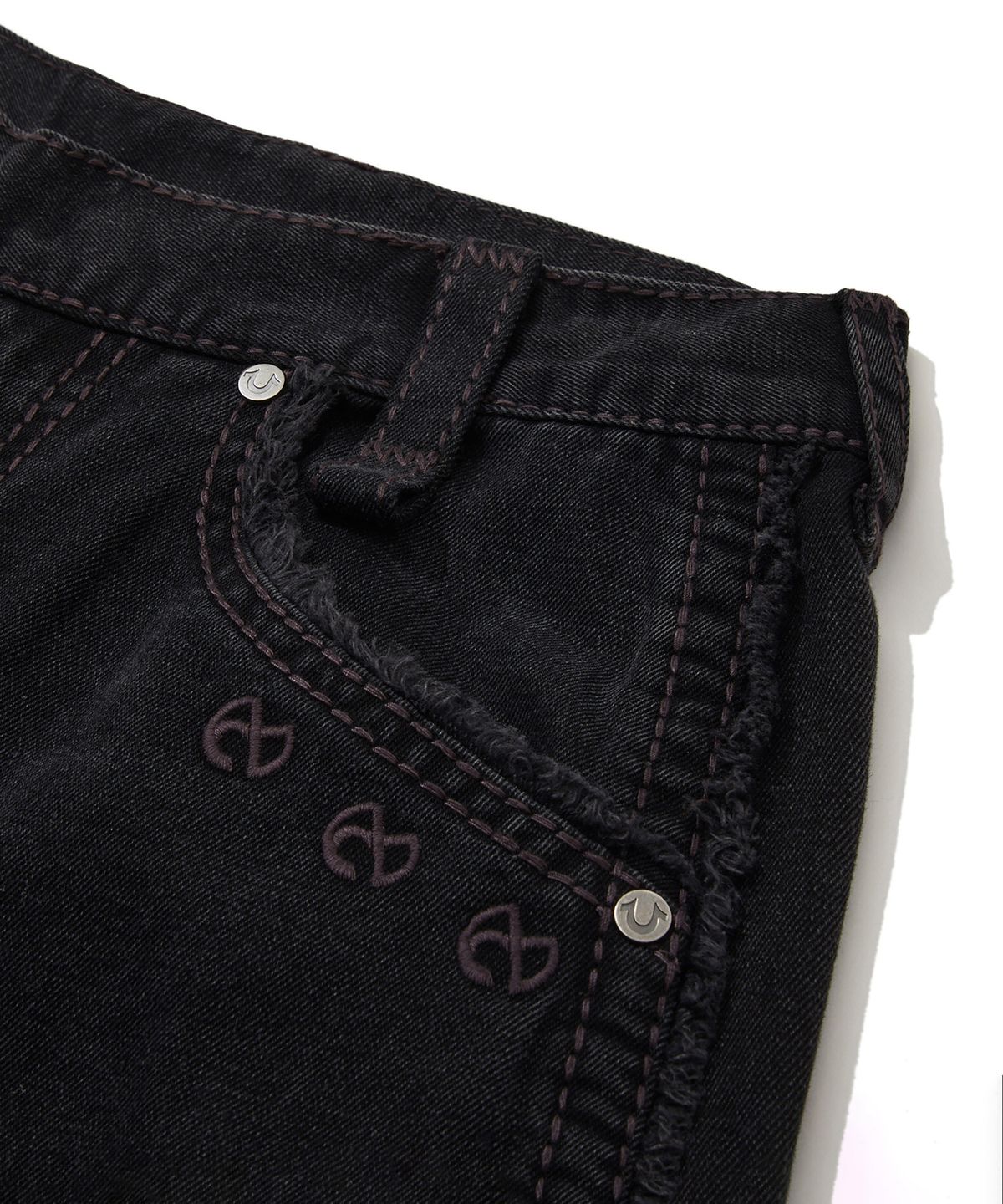 노매뉴얼(NOMANUAL) NO RELIGION DENIM RIDER PANTS - W.BLACK
