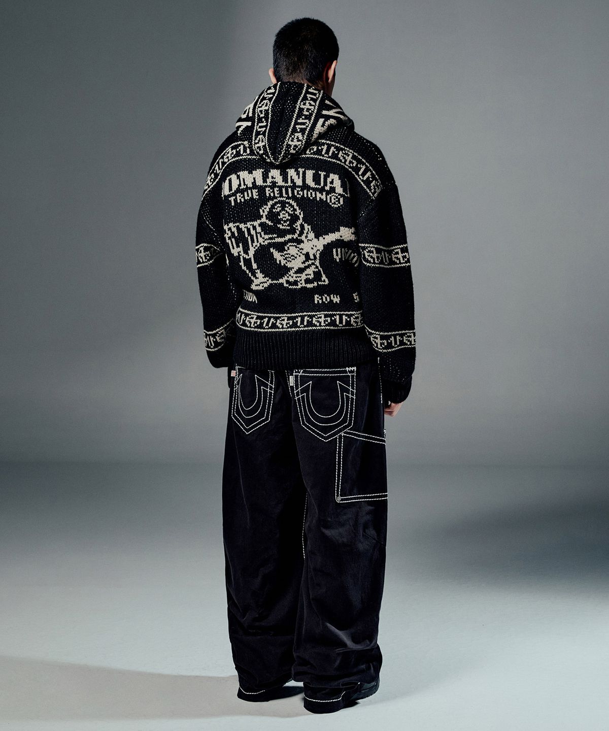 노매뉴얼(NOMANUAL) NO RELIGION DOUBLE KNEE PANTS - BLACK
