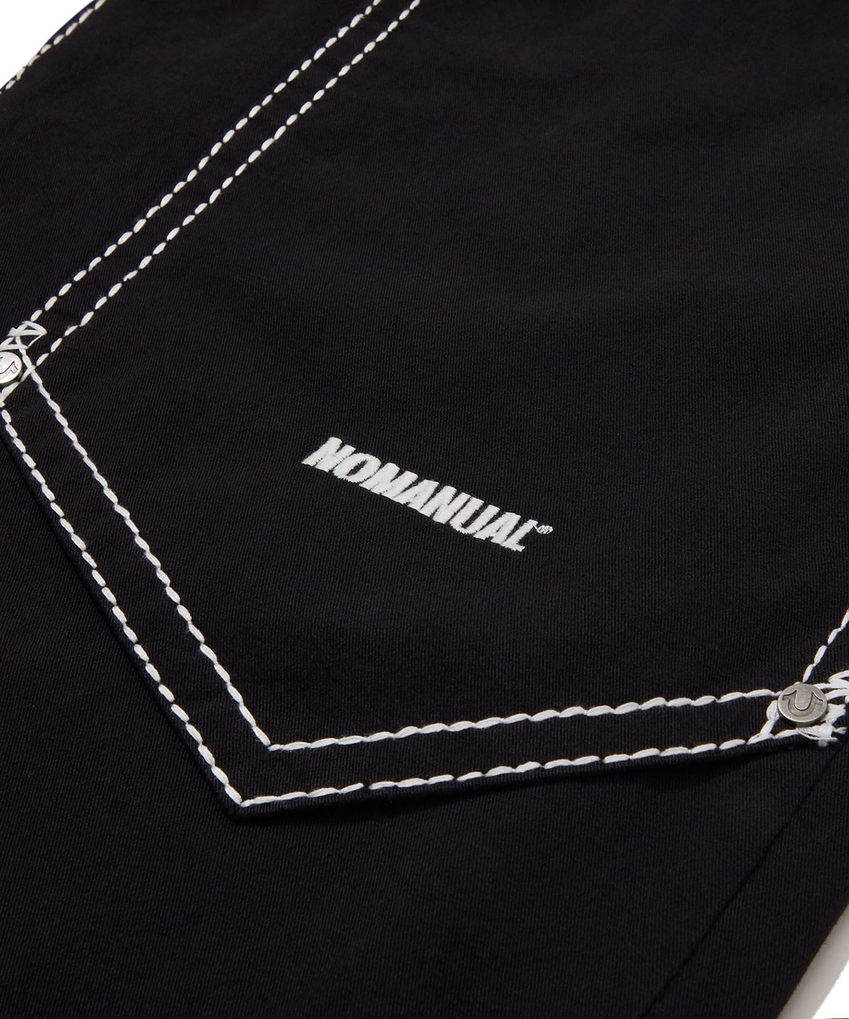 노매뉴얼(NOMANUAL) NO RELIGION DOUBLE KNEE PANTS - BLACK