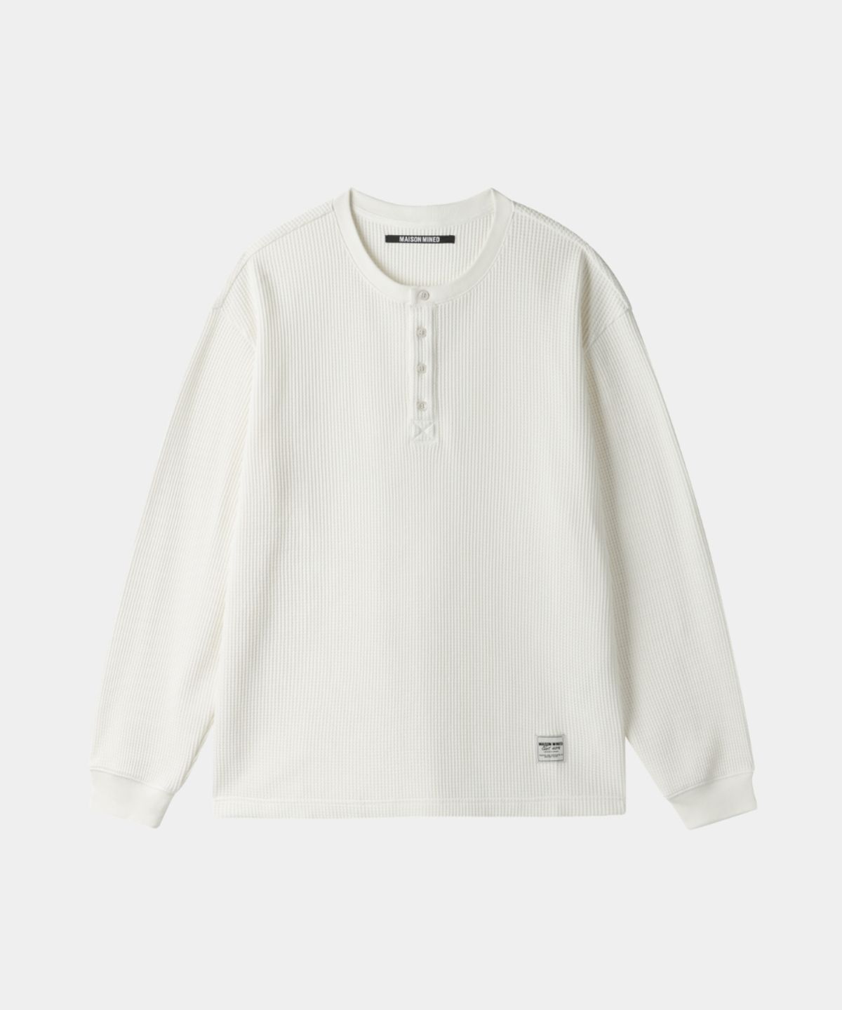 메종미네드(MAISON MINED) BASIC WAFFLE HENLEY NECK CREAM