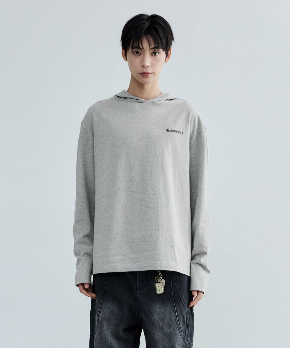 메종미네드(MAISON MINED) MAISON HOODED LONG SLEEVE MELANGE GRAY