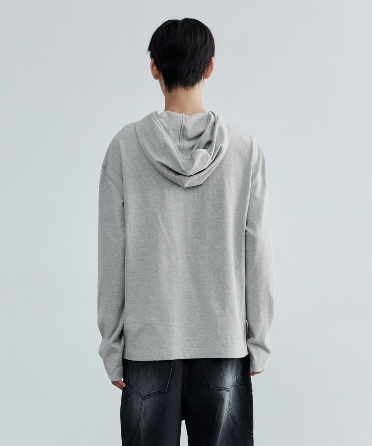 메종미네드(MAISON MINED) MAISON HOODED LONG SLEEVE MELANGE GRAY