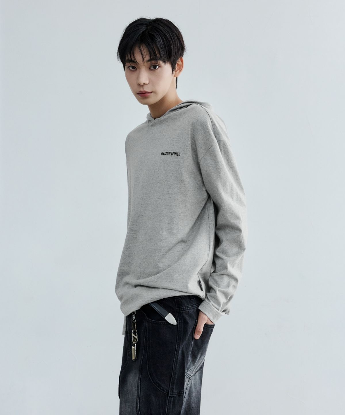 메종미네드(MAISON MINED) MAISON HOODED LONG SLEEVE MELANGE GRAY