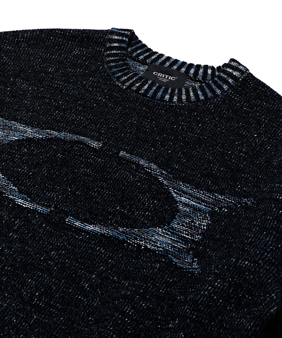 크리틱(CRITIC) Contrast Knit Sweater Black