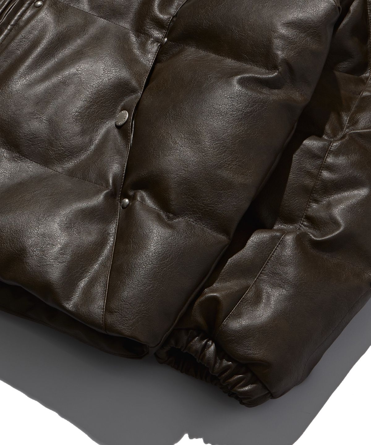 크리틱(CRITIC) Leather Studded Padded Jacket Brown