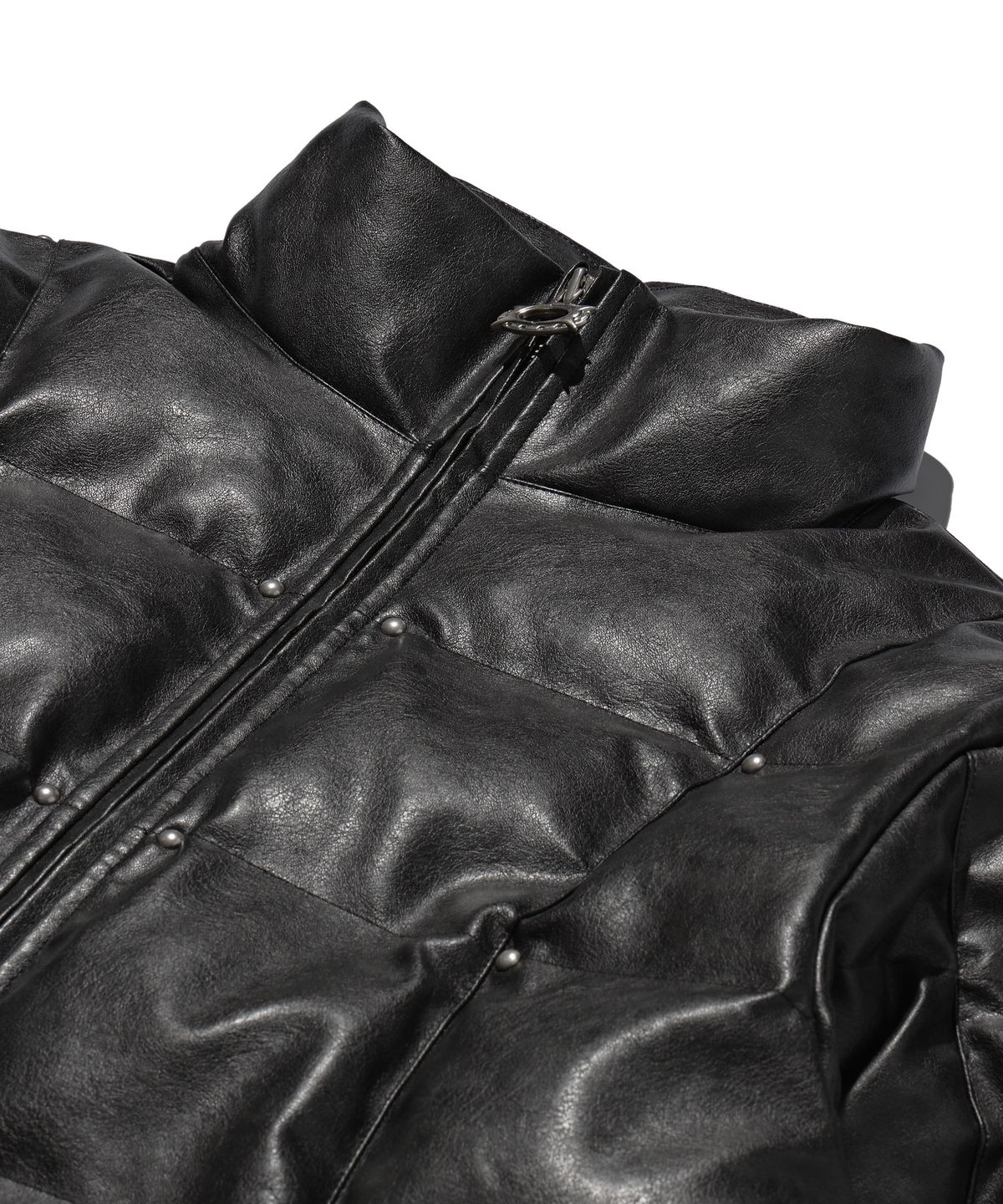 크리틱(CRITIC) Leather Studded Padded Jacket Black