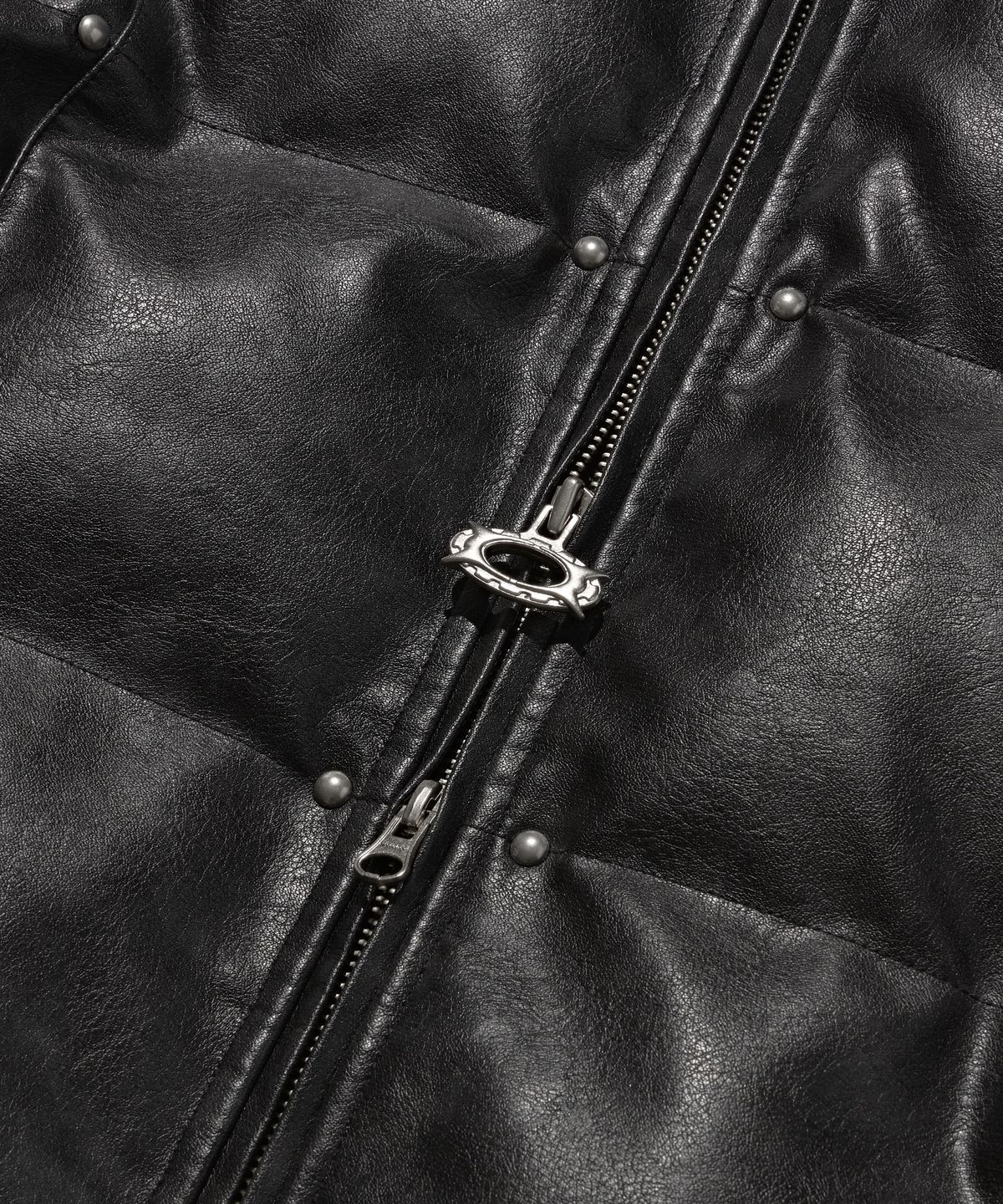 크리틱(CRITIC) Leather Studded Padded Jacket Black