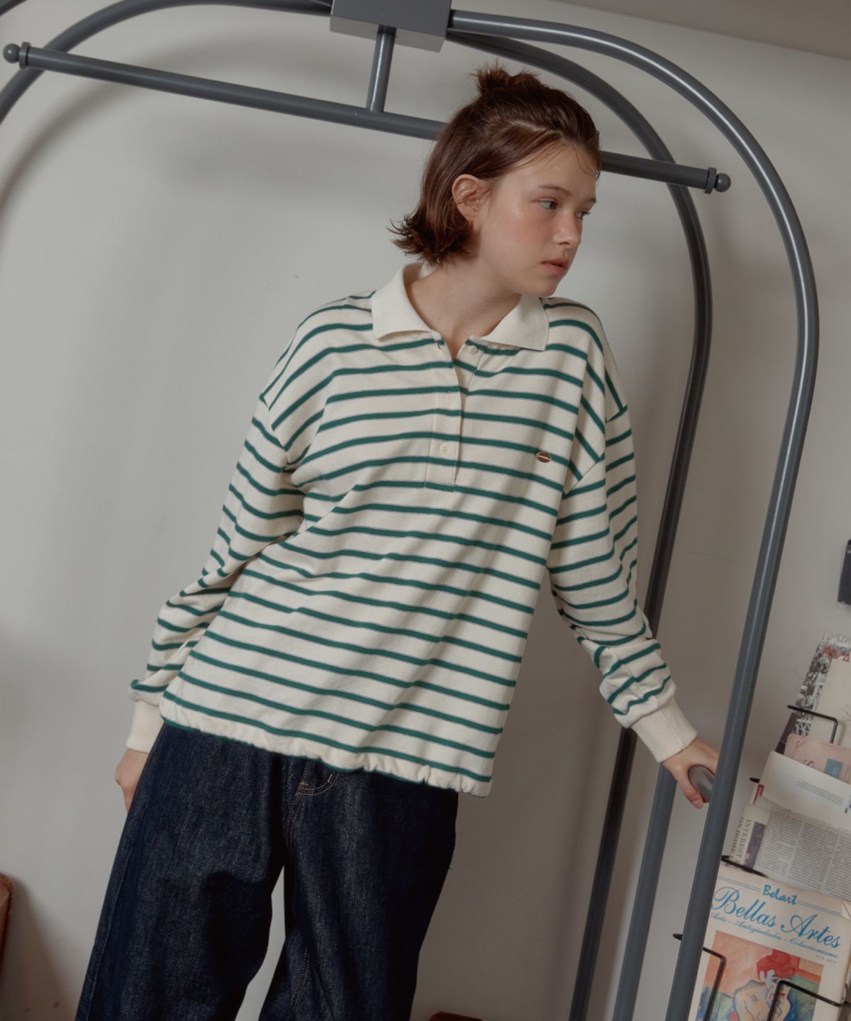 아노에틱(ANOETIC) ANC STRIPE STRING RUGBY SWEATSHIRTS_IVORY