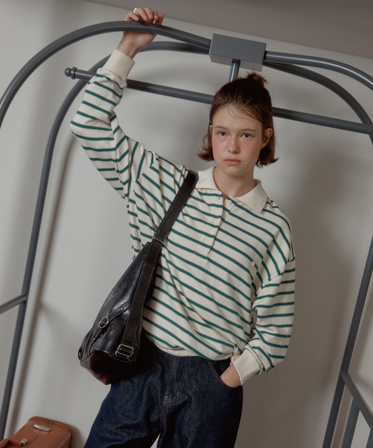 아노에틱(ANOETIC) ANC STRIPE STRING RUGBY SWEATSHIRTS_IVORY